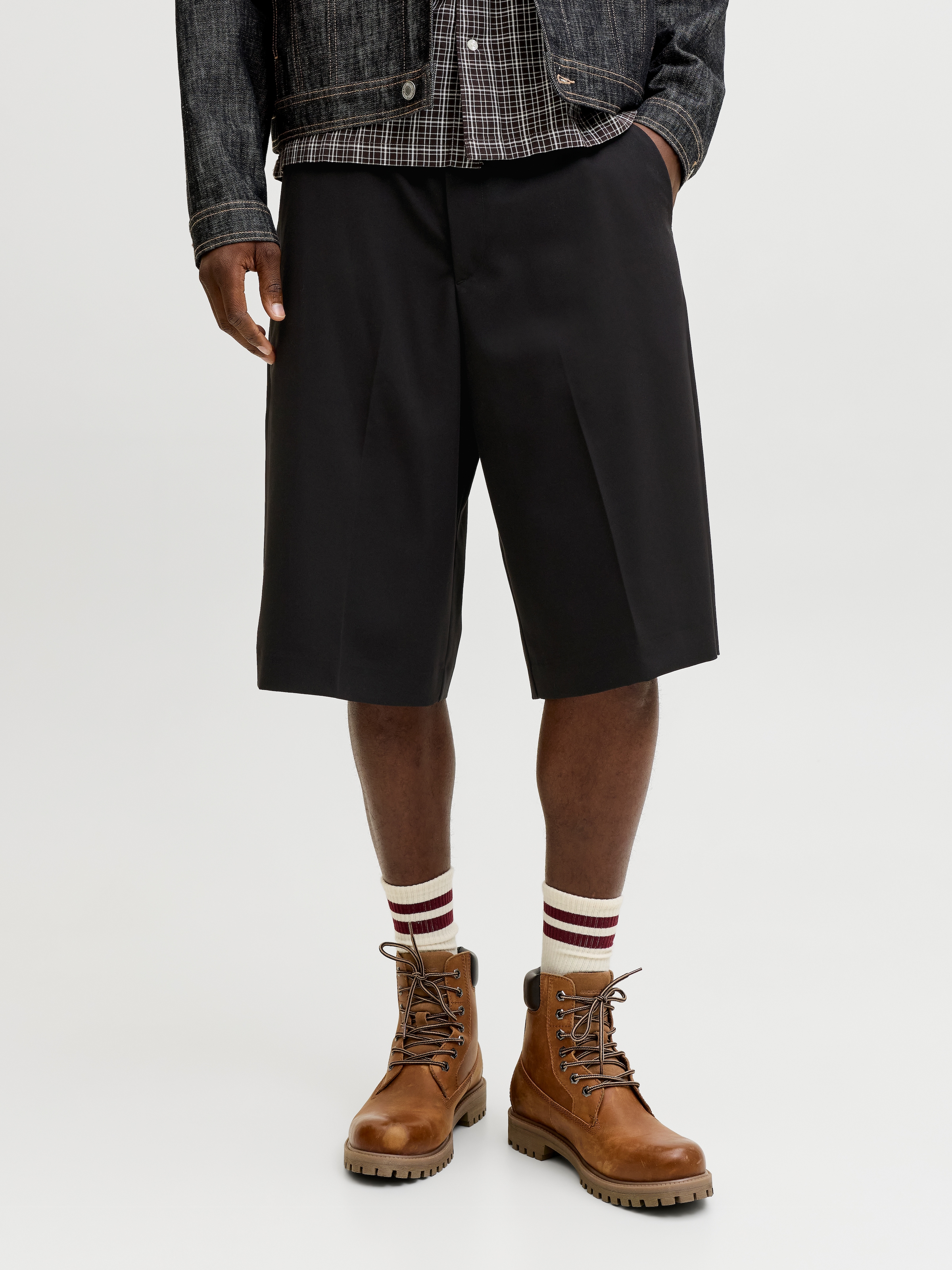 Jack & Jones Chinoshorts »JPSTOWEN TOBY CHINO SHORTS XLNG LN«  Materialmix, baggy fit, hohe Taille