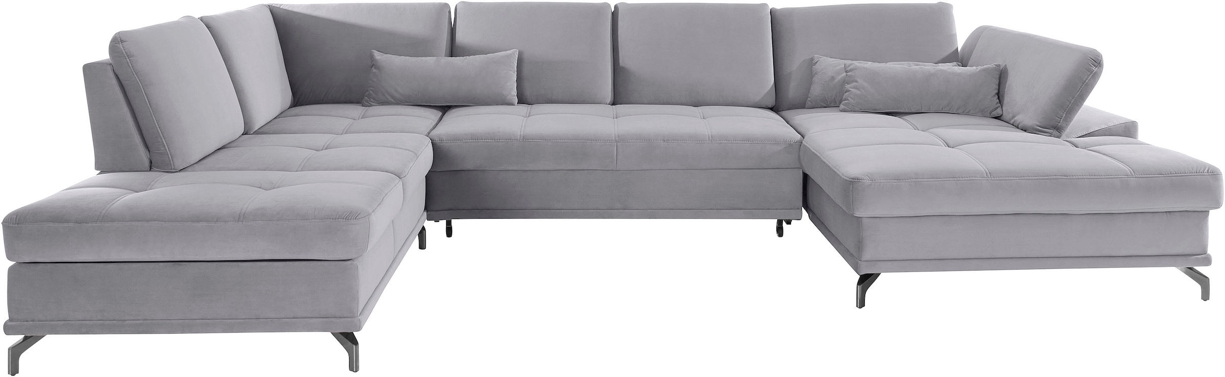 Places of Style Wohnlandschaft »Costello U-Form, mit Sitztiefenverstellung, Armteilverstellung und«, 3 Nierenkissen, optional Bettfunktion und Bettkasten