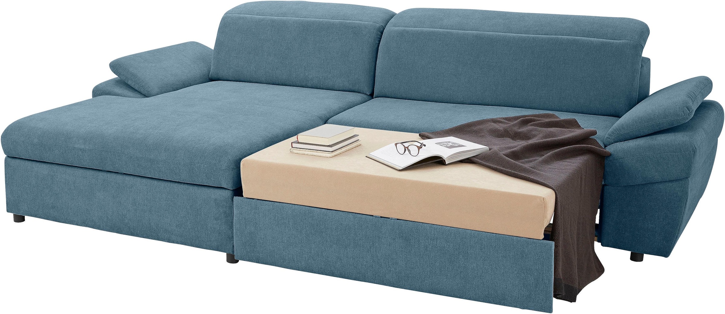 exxpo - sofa fashion Ecksofa »Kyoto, inkl. Kopfteil- und Armteilverstellung, hoher Sitzkomfort«, wahlweise mit Bettfunktion und Bettkasten, hochwertige Bezüge, L-Form
