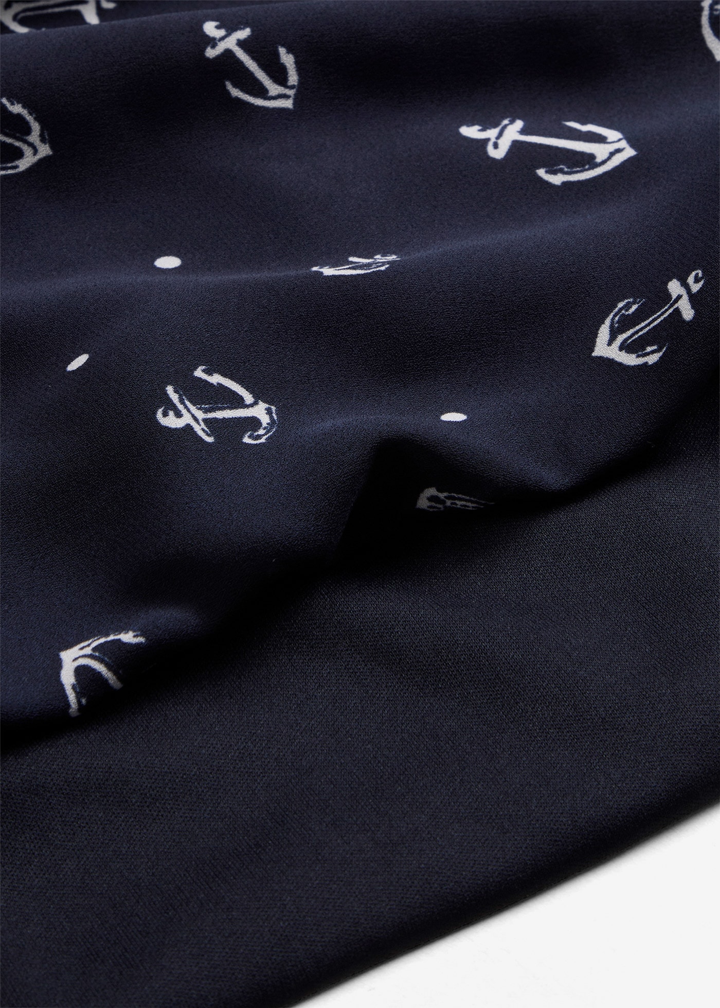 bonprix Shirtbluse lockere Passform, maritimer Allover-Print, angesetztes Taillenbündchen