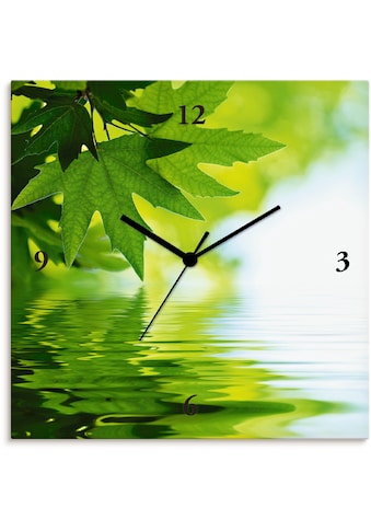 Artland Wanduhr »Grüne Blätter reflektieren im Wasser«, lautlos, ohne Tickgeräusche,... kaufen