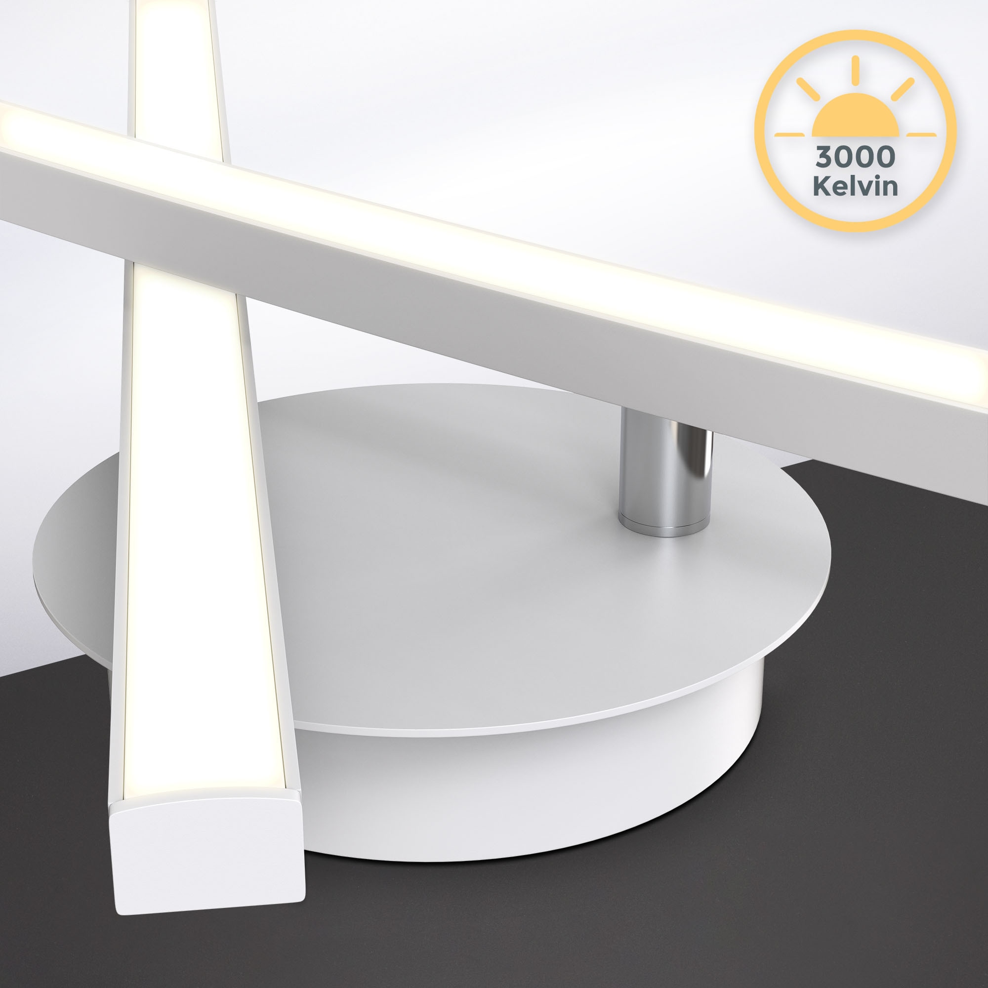 B.K.Licht LED Deckenleuchte »BK_DL1488 Deckenlampe, 12W, 3000K warmweißes Licht, 1100 Lm«, 2 flammig, Leuchtmittel LED-Modul | LED fest integriert, 2-flammig, Geschwungene-Optik, Schwenkbar, Weiß