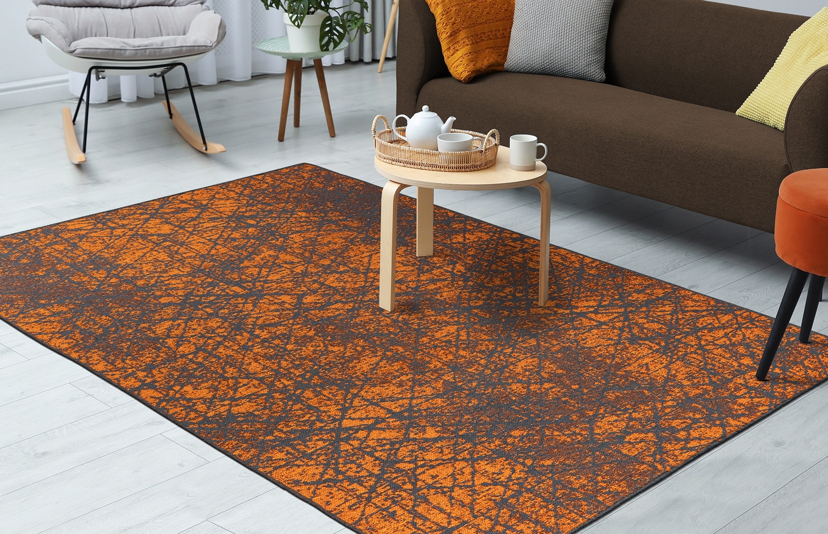 Kayoom Teppich »Kalea 225«, rechteckig, 8 mm Höhe, Flachgewebeteppich mit Relief-Design, Used-Look, moderne Farben
