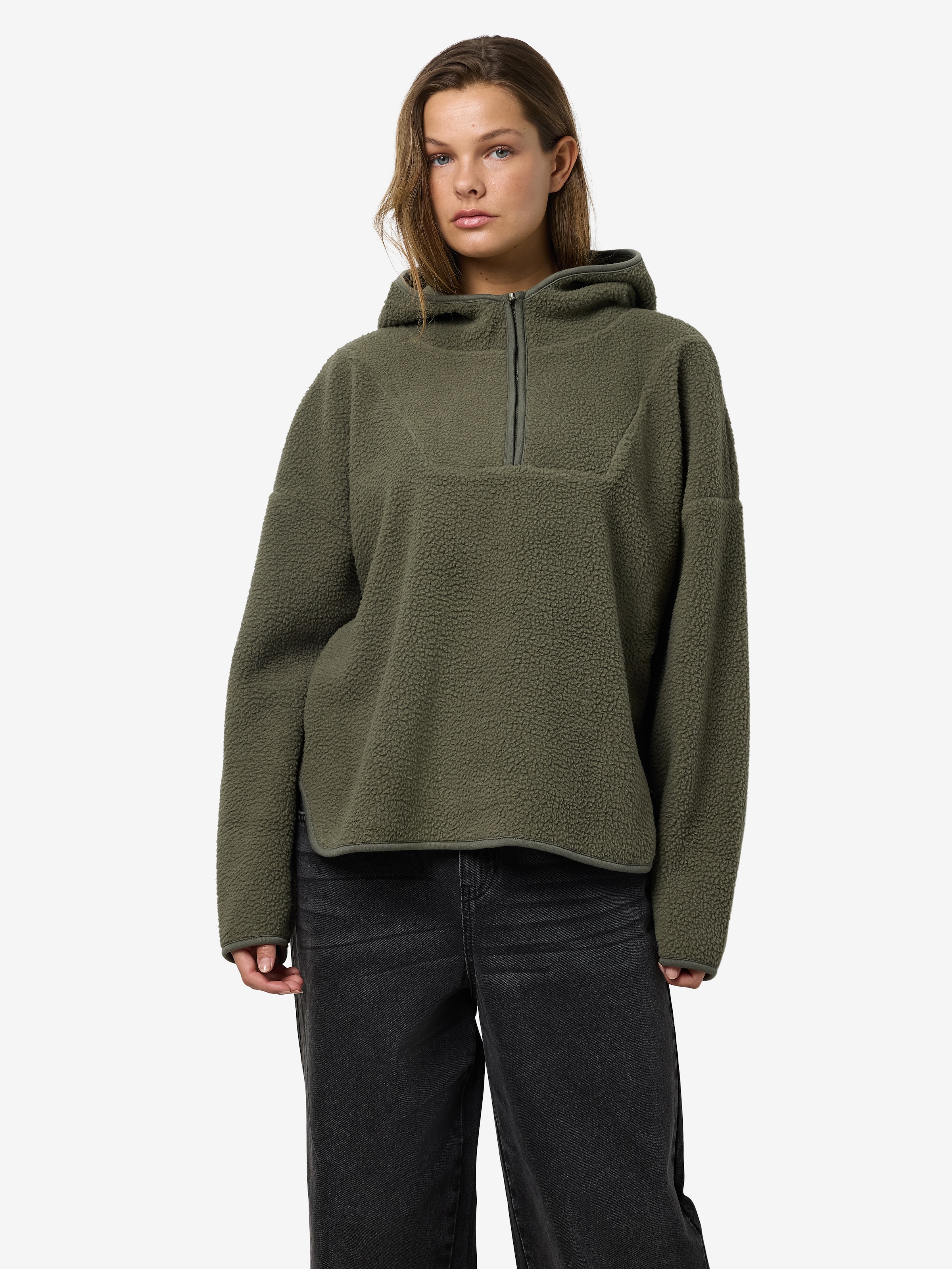 Noisy may Fleecepullover »NMCOZY L/S HALFWAY ZIP SWEATER JRS NOOS«, Polyester, relaxed fit
