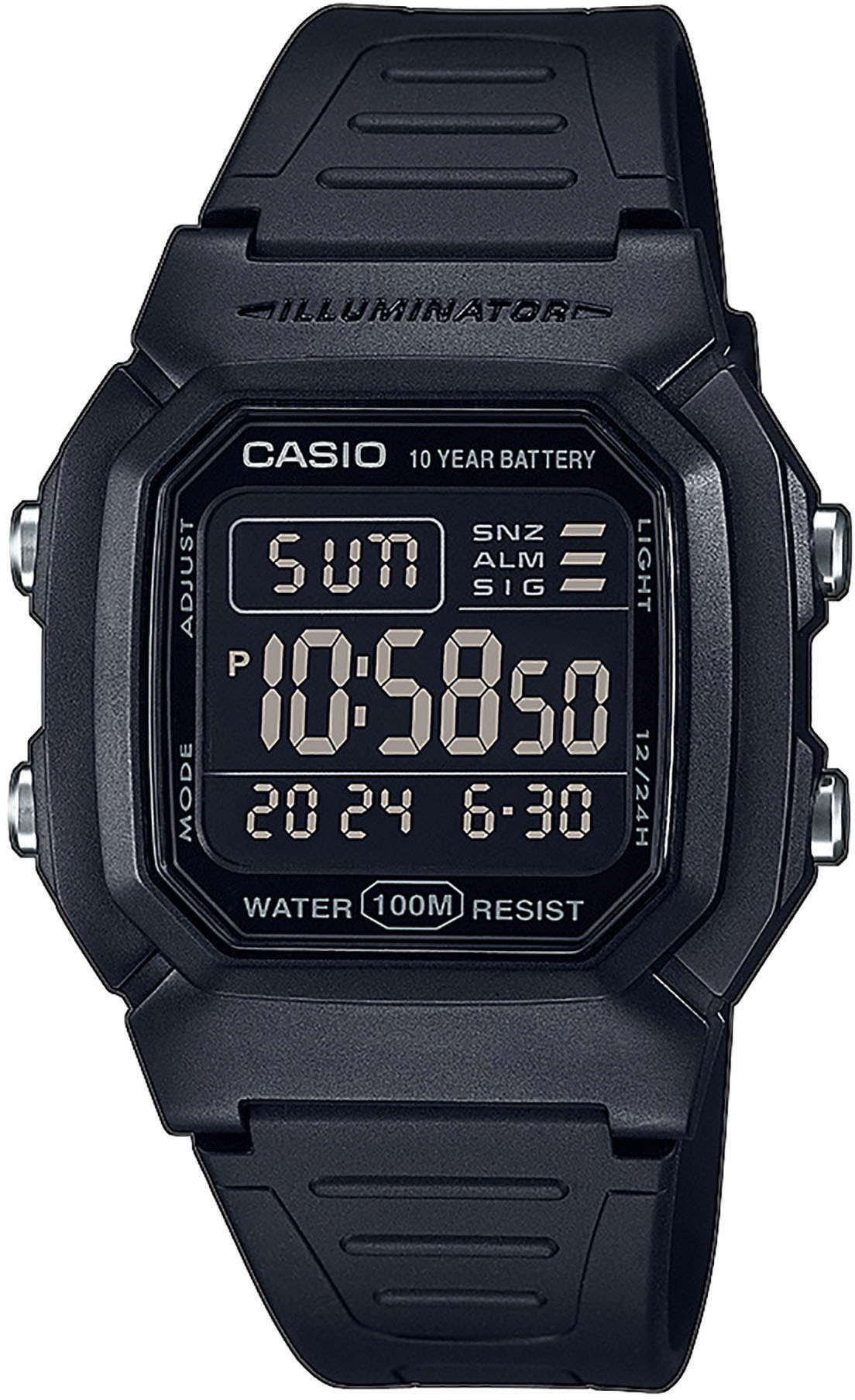 CASIO TIMELESS COLLECTION Chronograph »W-800H-1BVES«, Quarzuhr, Armbanduhr, Herrenuhr, digital, Kalender, Stoppfunktion