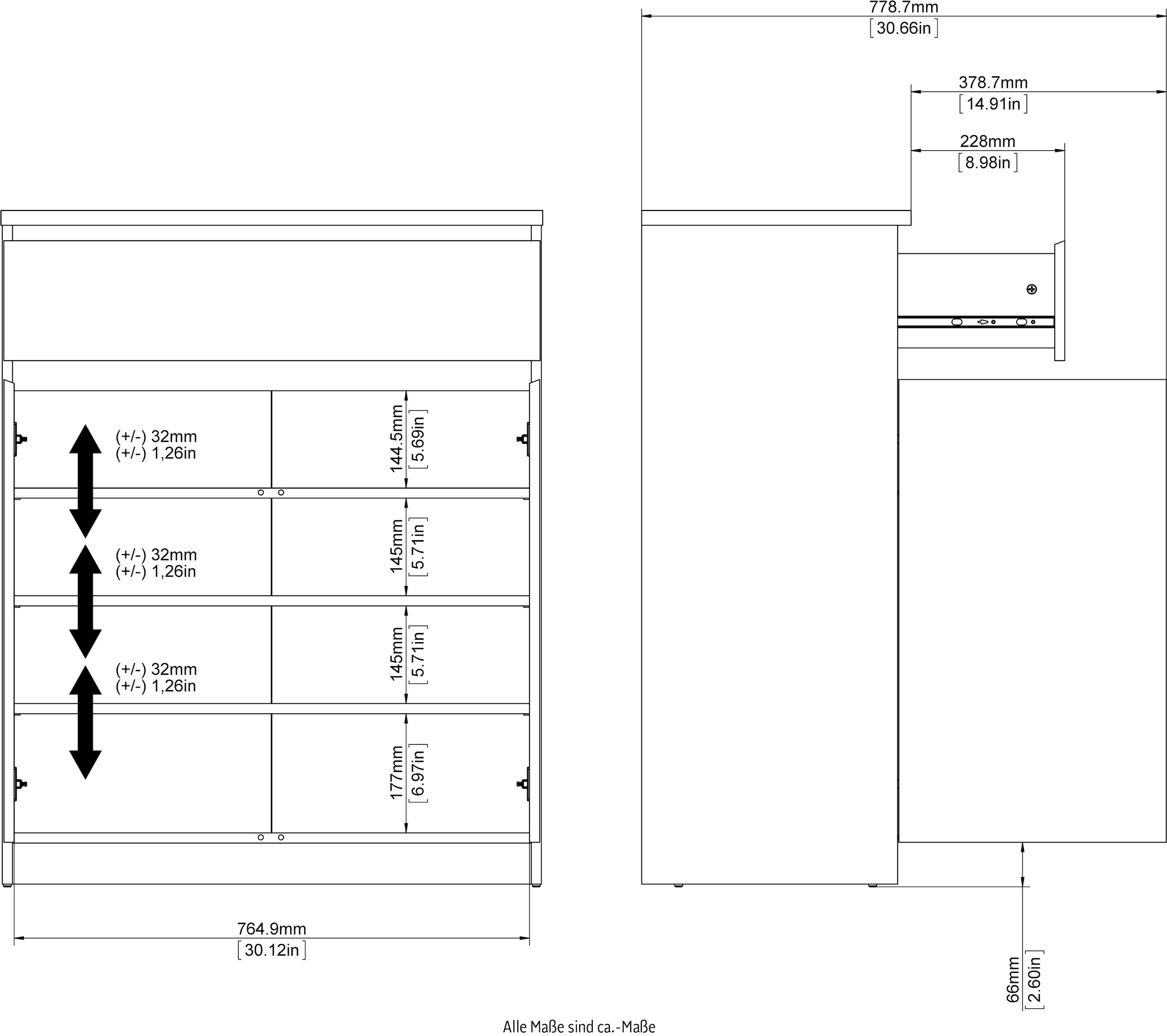INOSIGN Kommode »Naia«, abgerundete Schubladenkanten auf Metallgleiter, Breite 80,2 cm