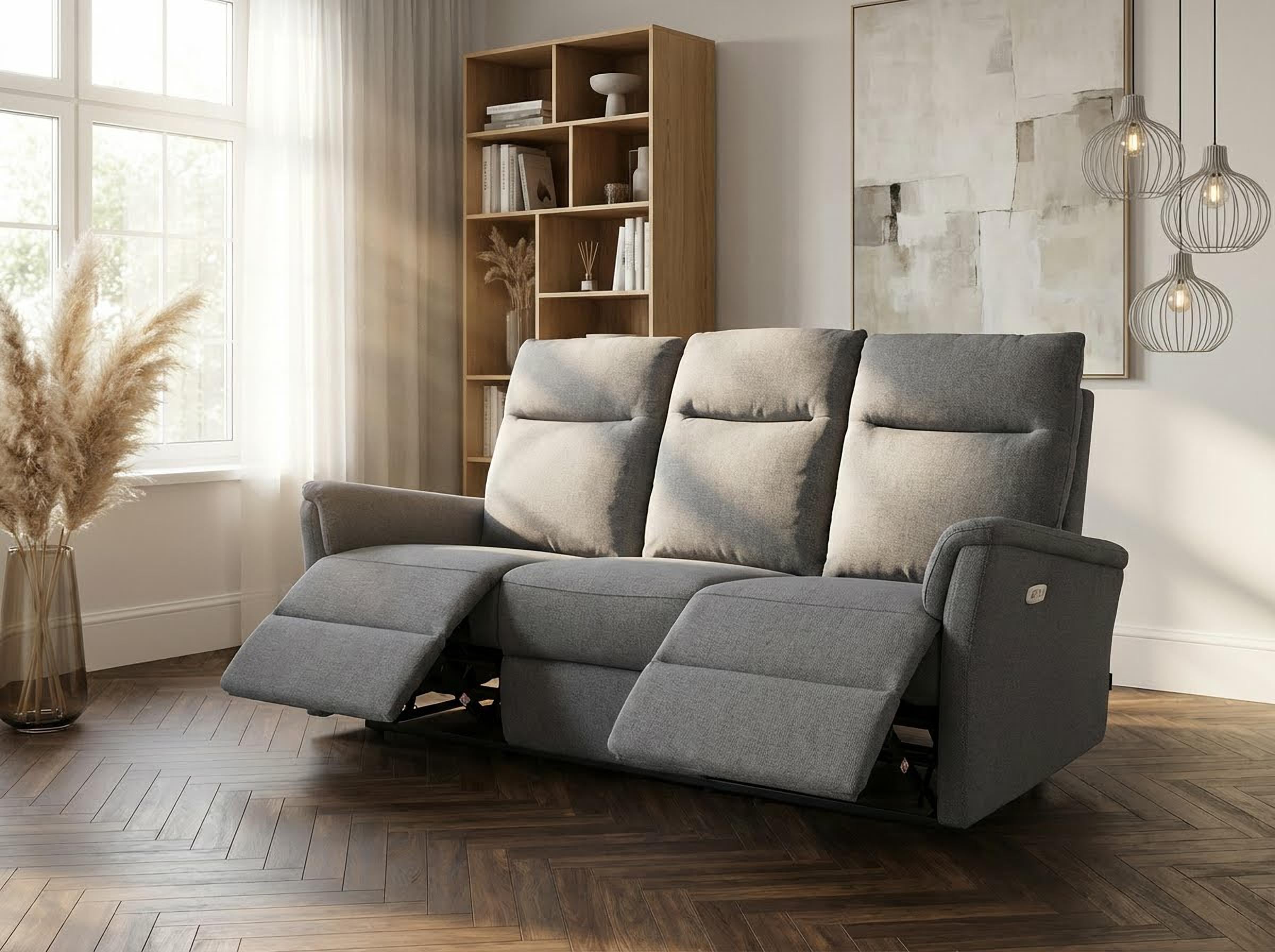 Home affaire 3-Sitzer »FINNARA, 3-Sitzer,elelektrische Relaxfunktion in 2 Sitzen, USB A/C« Liegefunktion 105°-135°, Federkern,