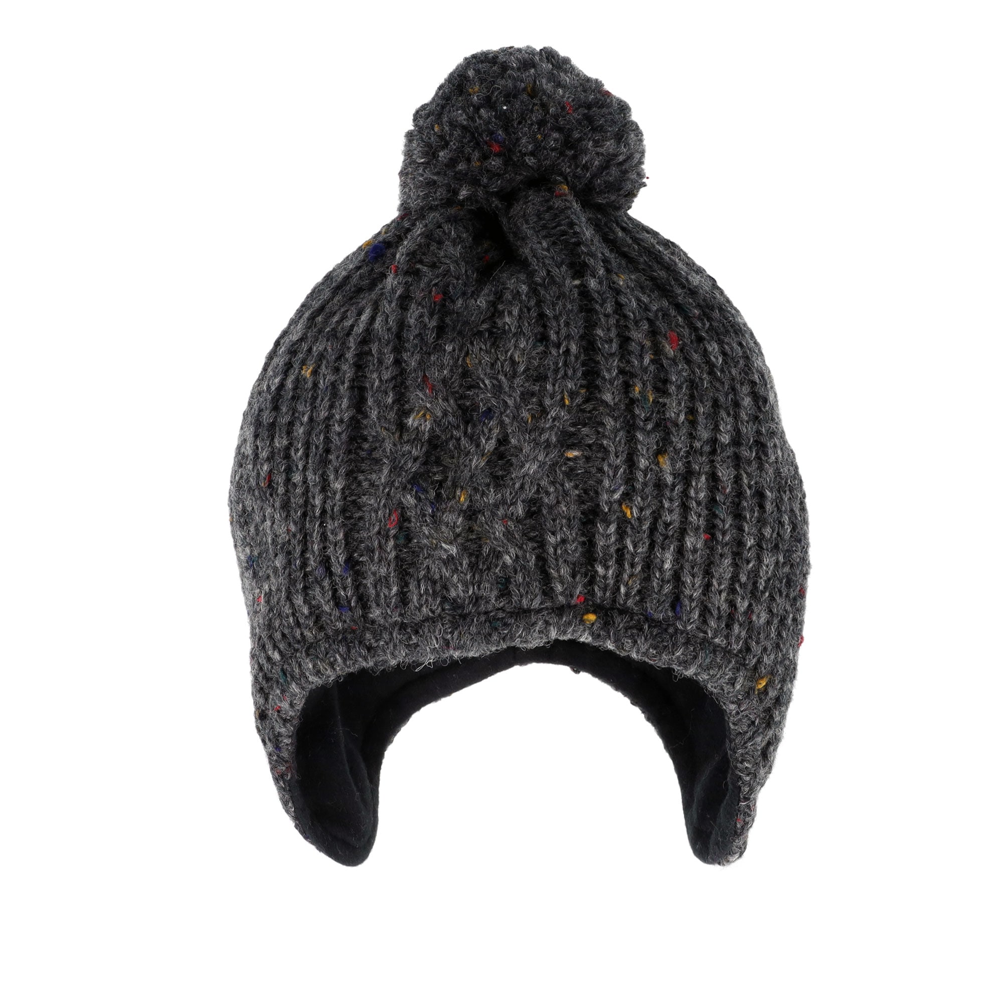 MAXIMO Strickmütze Wollanteil, gefüttert, Ohrenklappen, mit Bommel