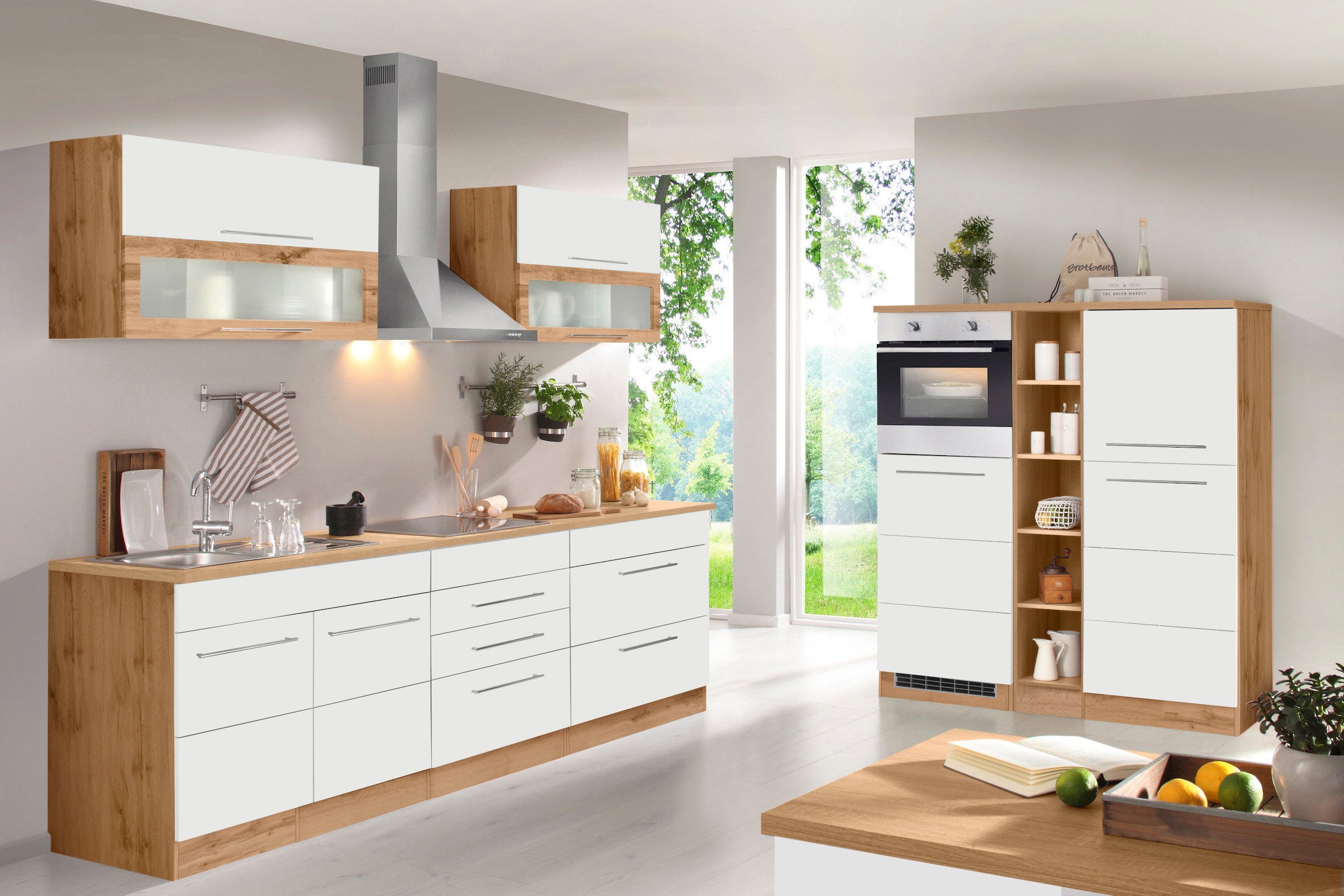 KOCHSTATION Küchenzeile »KS-Wien« Breite 430 cm, wahlweise mit E-Geräten und Induktion