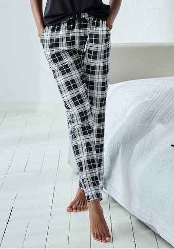 Pyjamahose, mit Schwarz-Weiß-Druck