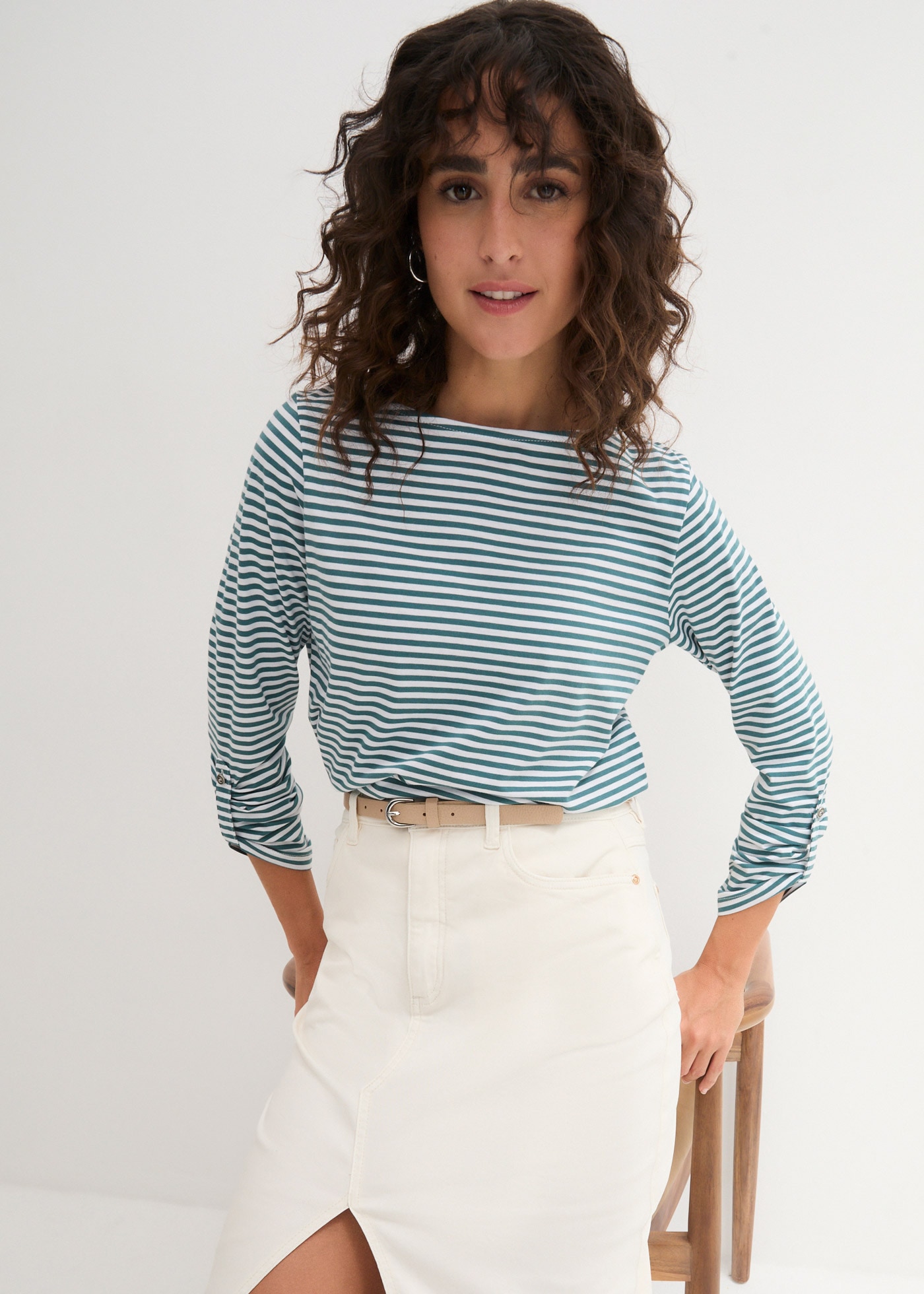 bonprix Langarmshirt »Langarmshirt aus reiner Baumwolle« Langarmshirt aus reiner Baumwolle