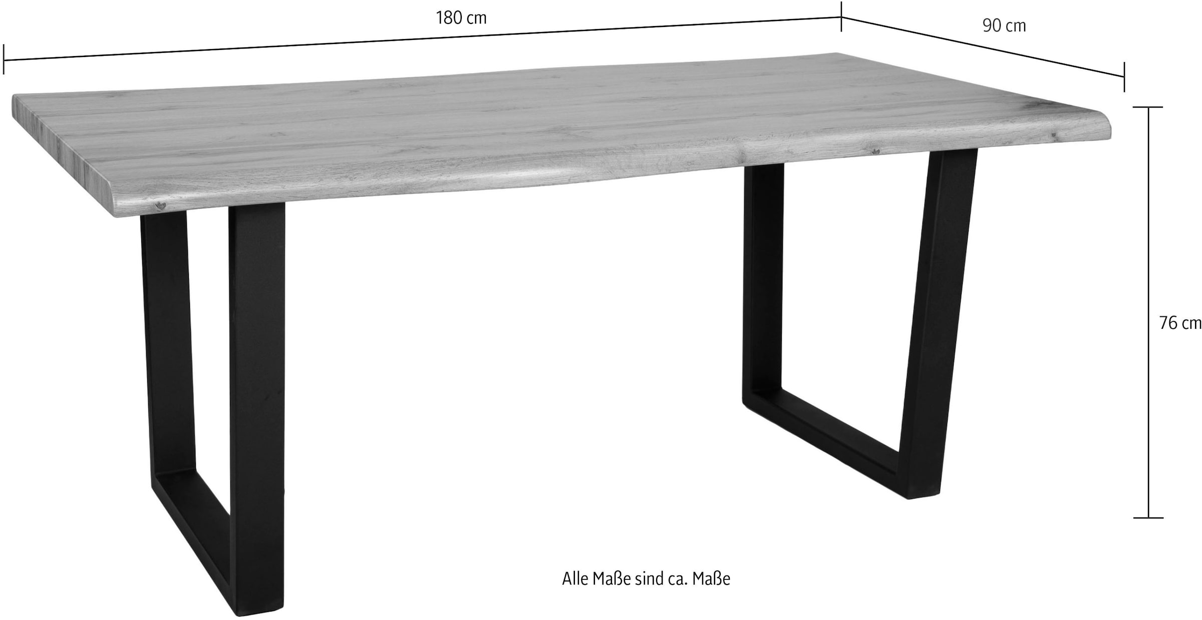 Duo Collection Baumkantentisch »Tisch Thea«, Massives Kufengestell aus Metall, Belastbarkeit bis 100 kg
