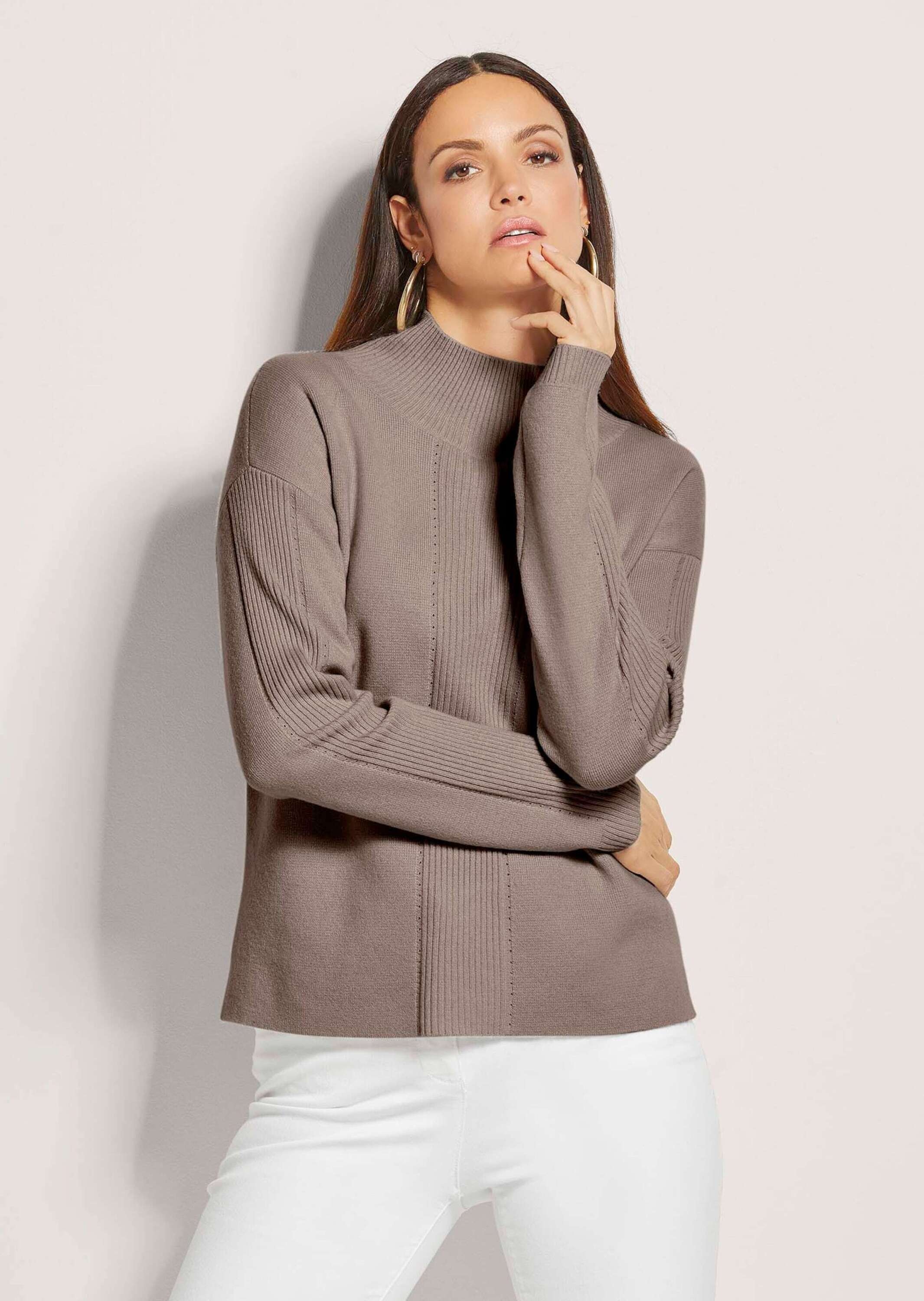 MADELEINE Longpullover »Strickpullover Kaschmir-Pullover mit Pointelle-Muster«