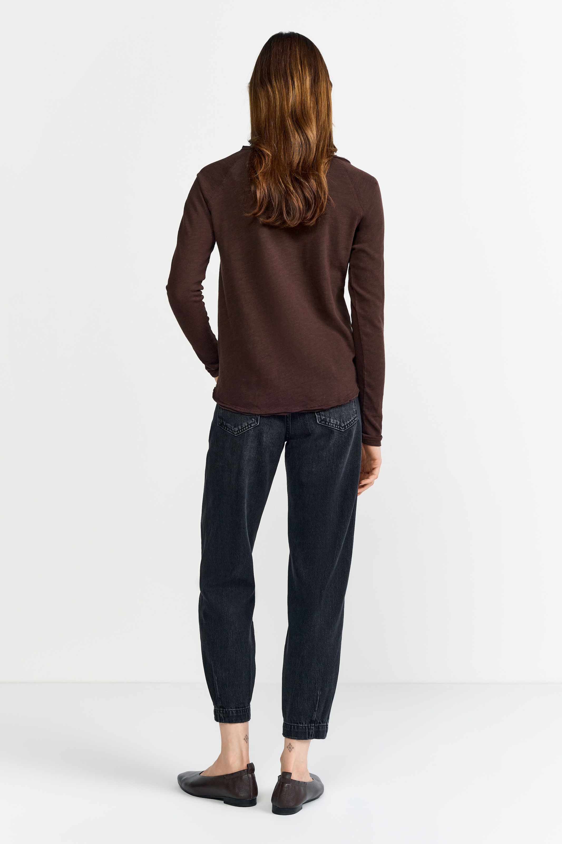 RICHROYAL Longsleeve, offene Kanten am Ausschnitt und Saum, normale Passform