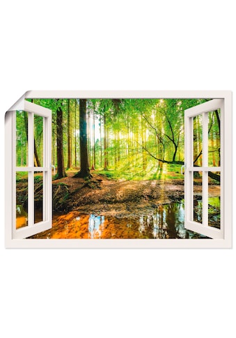 Artland Wandbild »Fensterblick - Wald mit Bach«, Wald, (1 St.), in vielen Größen &... kaufen