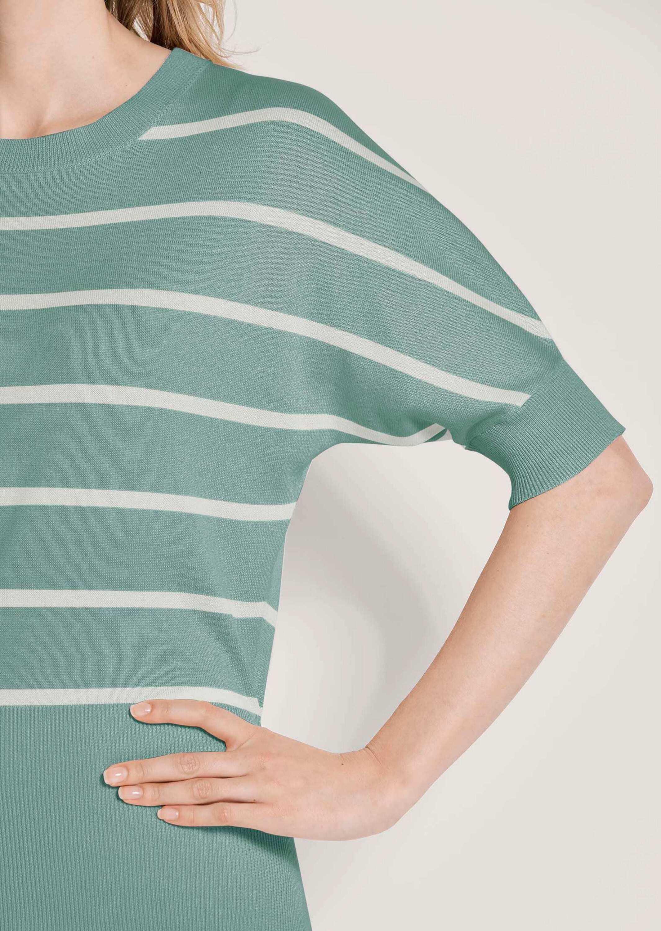 MADELEINE Longpullover »Strickpullover Ringelpullover im maritimen Look« hoher Saumbund