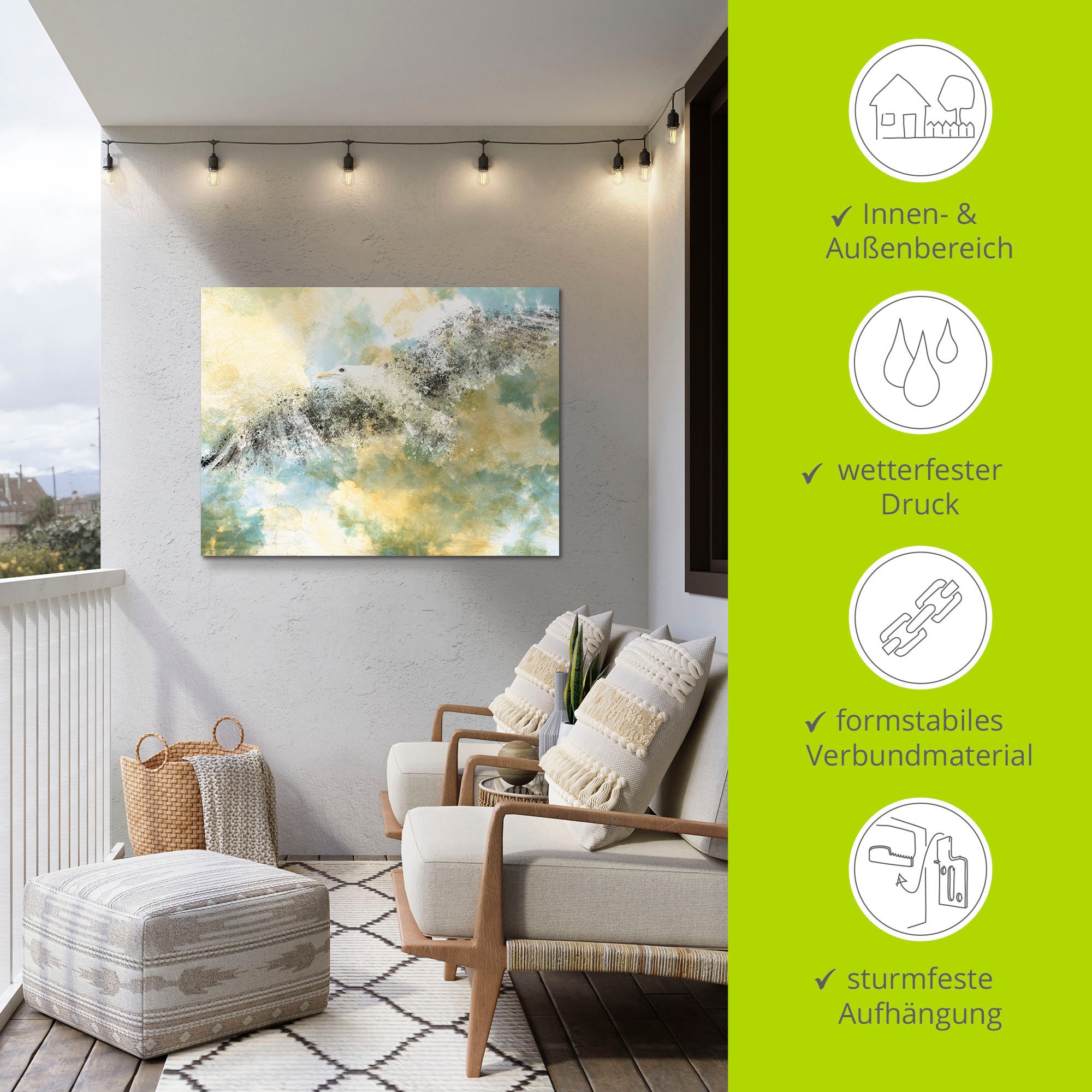 Artland Wandbild »Verschwindende Möwe«, Vögel, (1 St.), als Alubild, Outdoorbild, Leinwandbild in verschied. Größen