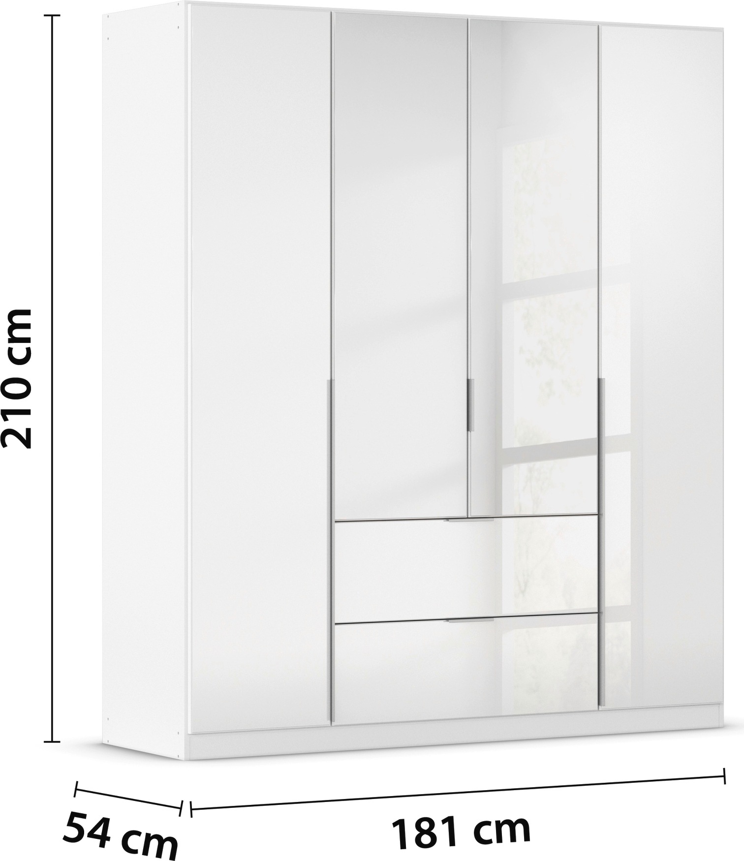 rauch Drehtürenschrank »Kleiderschrank Kleiderschränke Schrank Garderobe AGORDO mit Glasfront«, (in zwei Griff-Farben, Breiten 91-360 cm), mit Außenschubkästen, in 7 Breiten und 2 Höhen MADE IN GERMANY