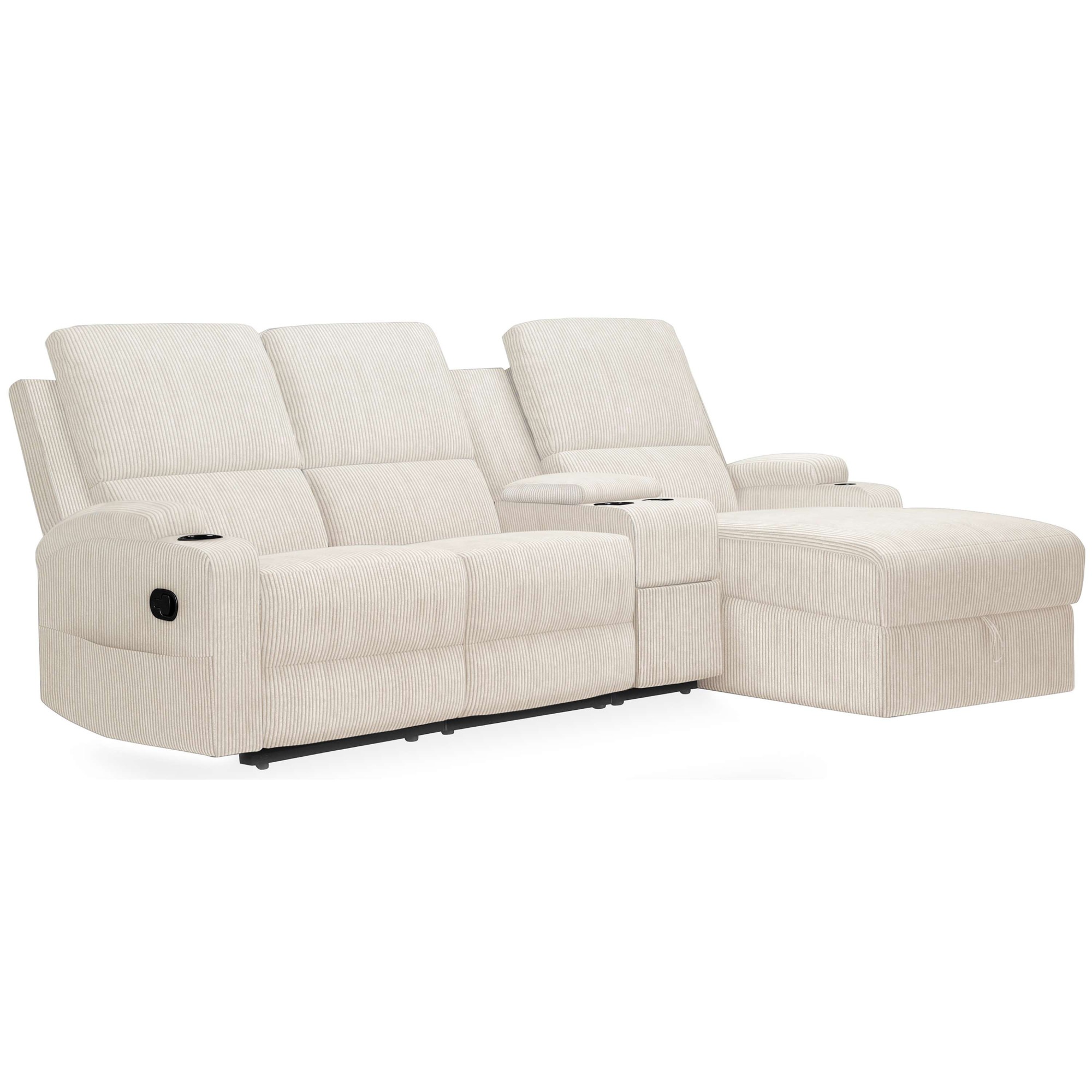 Home affaire Ecksofa »NAPORI Multimediasofa, 3er Kinosessel XXL, L-Form, Cord«, Kinosofa mit Relaxfunktion, Getränkehalter, Staufach und Staukasten