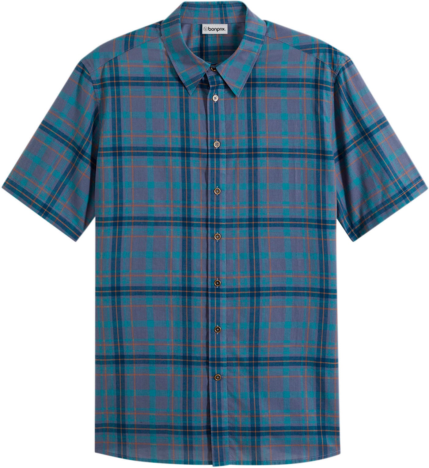 bonprix Kurzarmhemd Regular Fit, aus Baumwolle, mit Karomuster, mit Kentkragen
