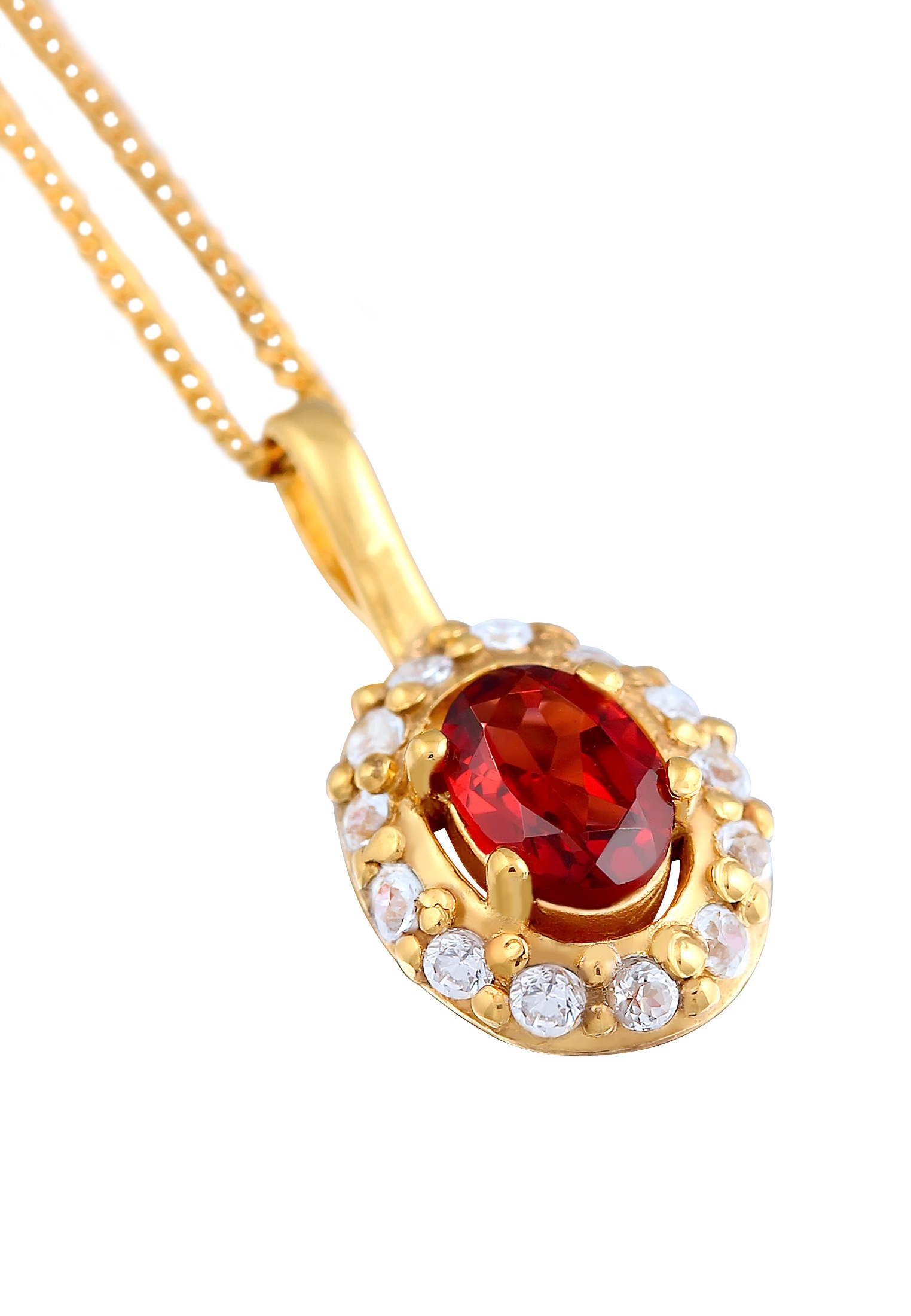 Elli Premium Kette mit Anhänger »Halskette Granat Topas Klassik Elegant 585 Gelbgold«
