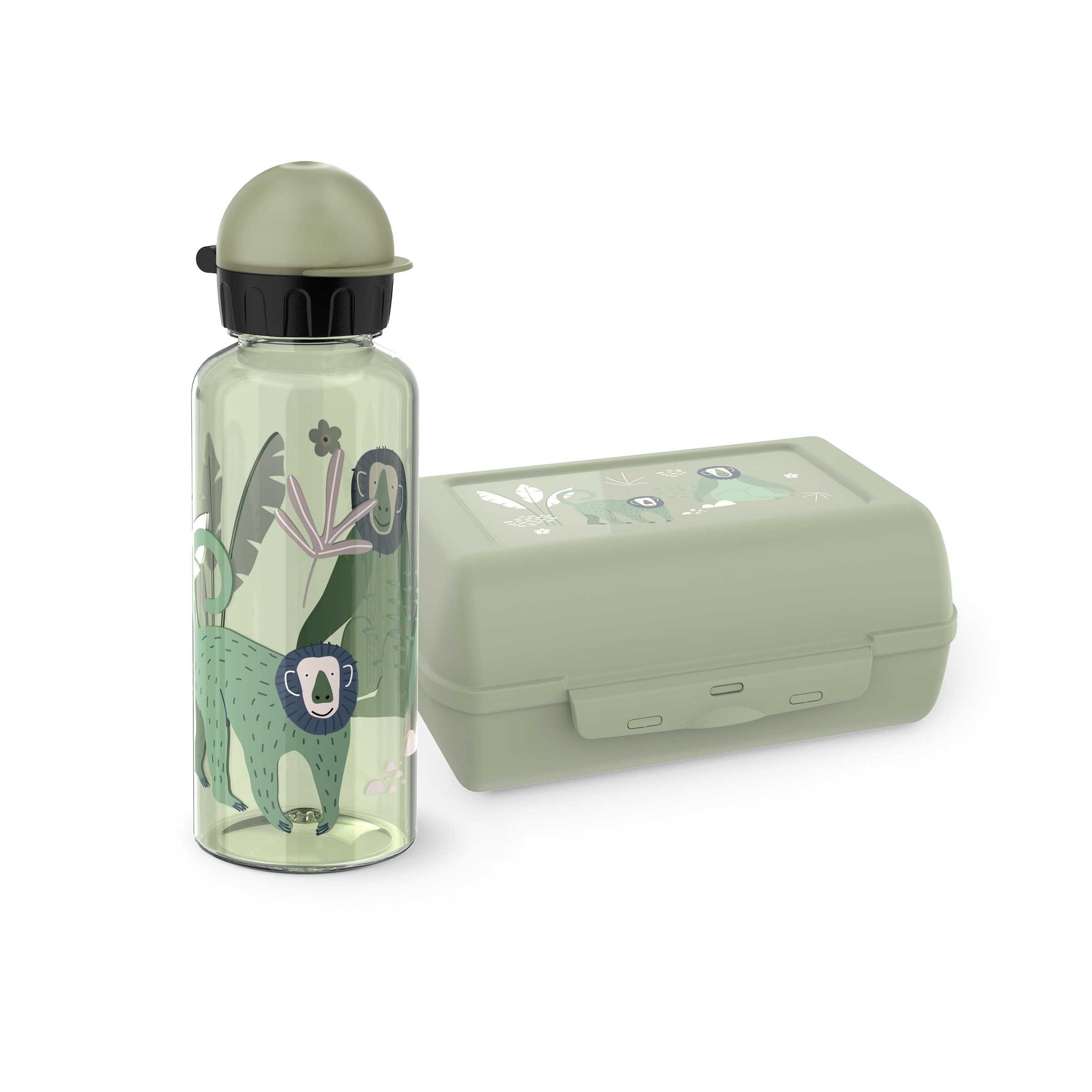 Emsa Kindergeschirr-Set »Kids« Tritan-Trinkflasche, 0,6 l, Vorratsdose mit herausnehmbarem Trenner