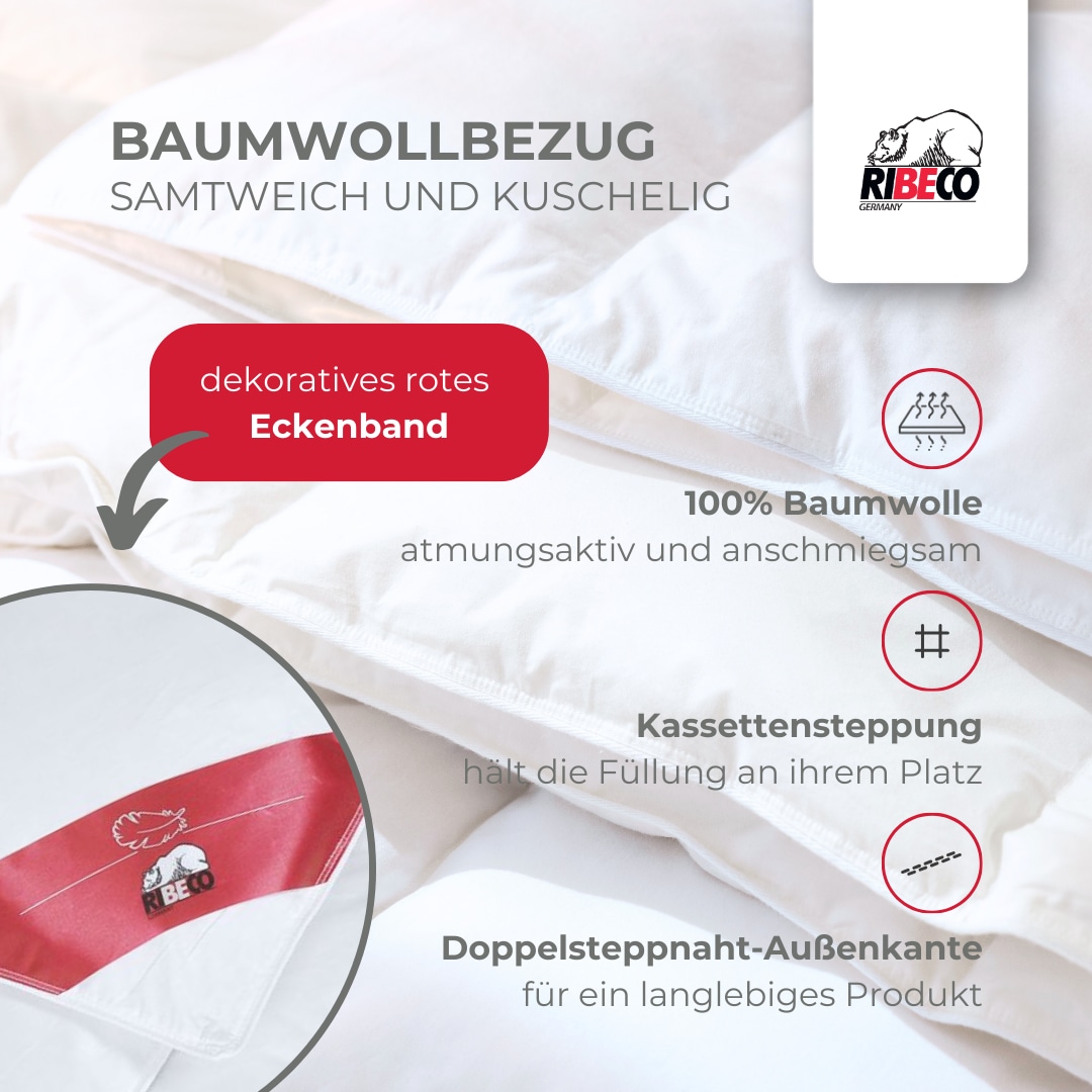 RIBECO Daunenbettdecke + Kopfkissen »Johanna« Wohlfühlkomfort mit den Vorzügen der Natur