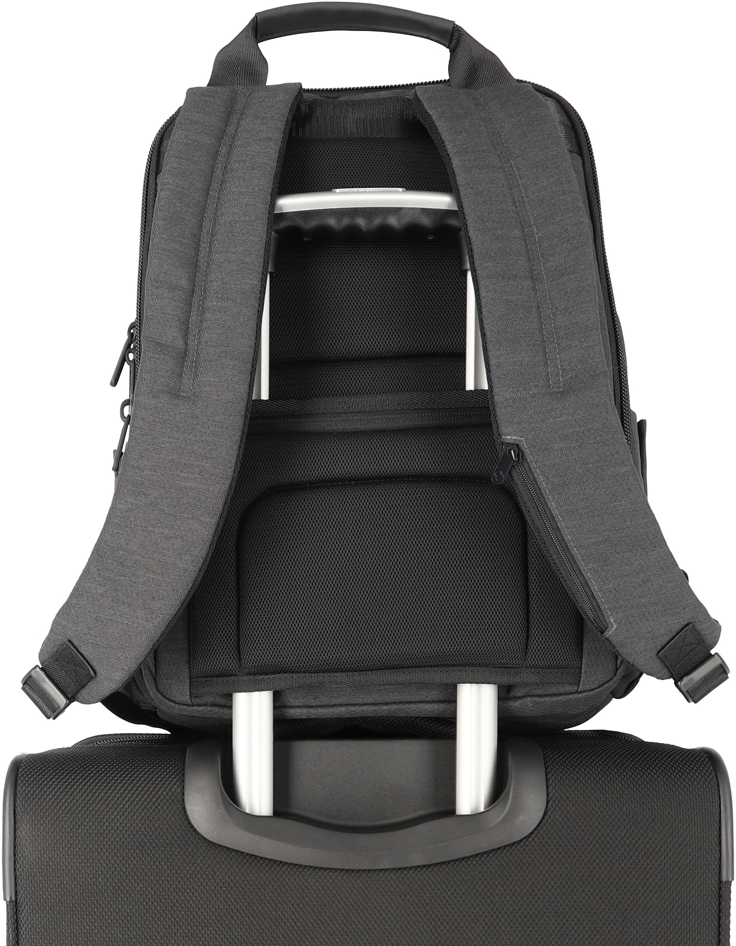 travelite Rucksack »Meet, 41 cm, anthrazit«, Arbeitsrucksack Schulrucksack 15,6-Zoll Laptopfach Volumenerweiterung