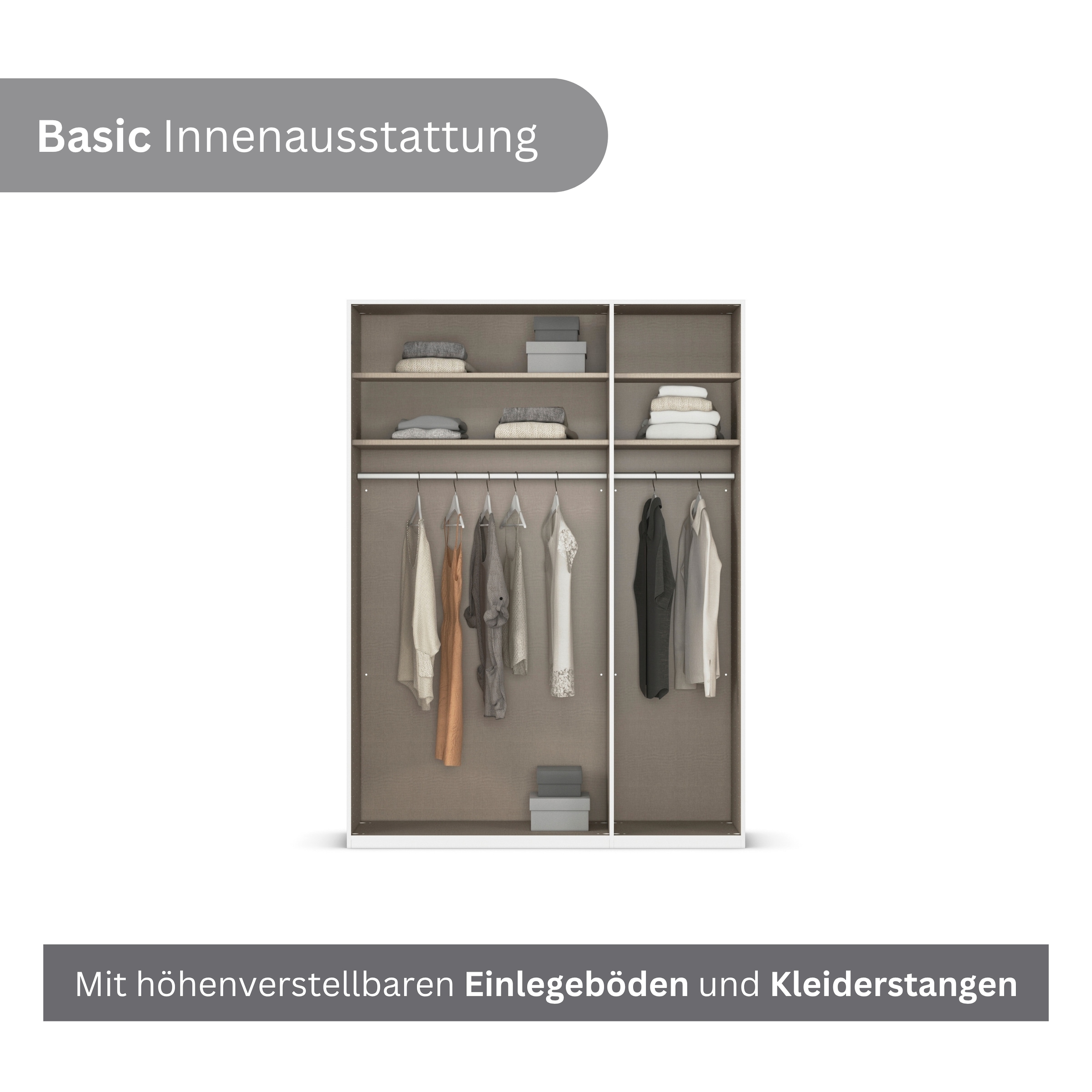 LeGer Home by Lena Gercke Kleiderschrank »Schrank Garderobe Ankleide Schlafzimmer Flur SERINA Eyecatcher«, (in 3 verschiedenen Ausstattungen BASIC/CLASSIC/PREMIUM), in 6 Breiten (101 - 401 cm) mit Front Glas oder Dekor MADE IN GERMANY