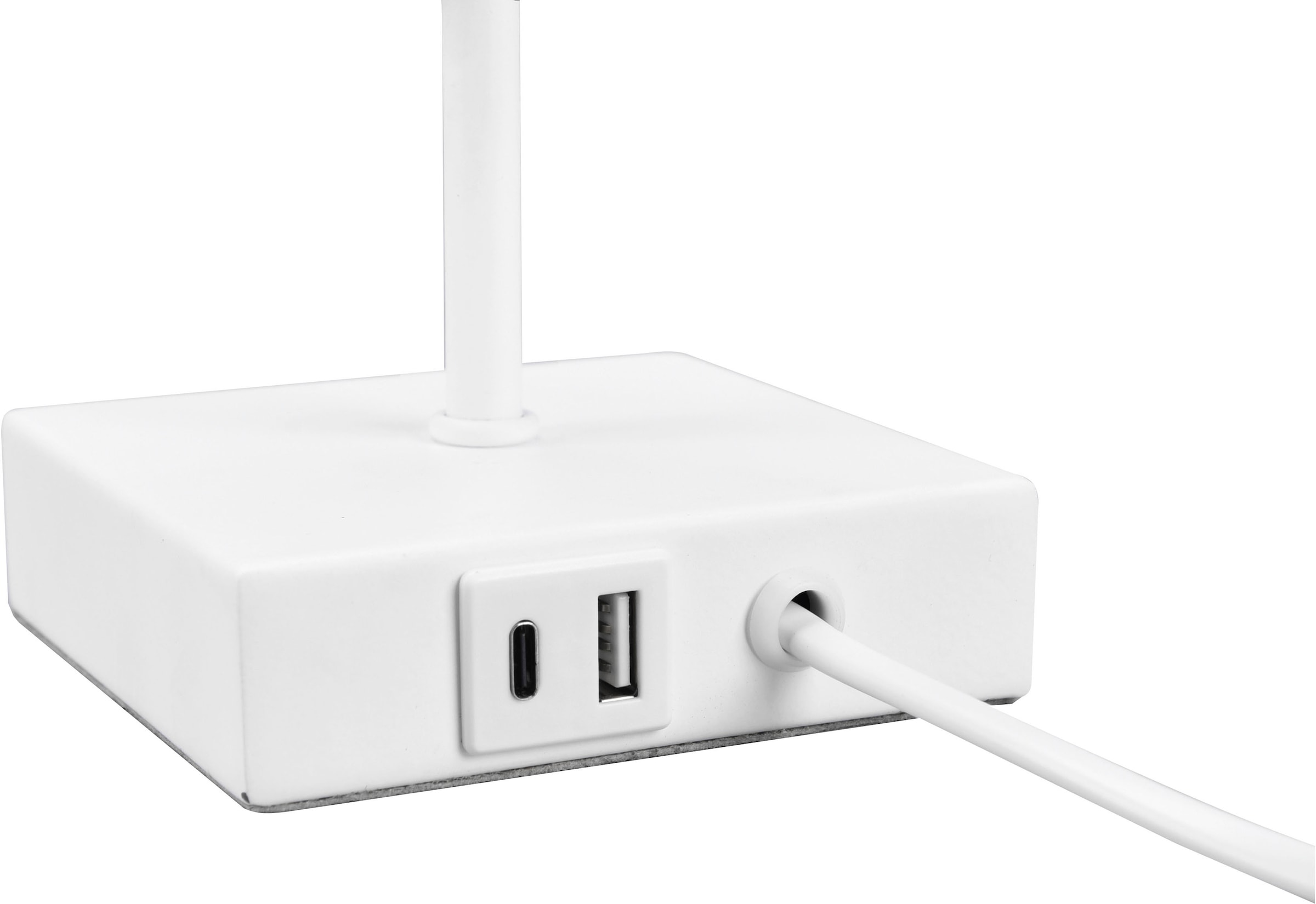 TRIO Leuchten Schreibtischlampe »Ole«, 1 flammig, Leuchtmittel E27 | ohne Leuchtmittel, Nachttischlampe Zugschalter USB-C Lademöglichkeit exkl 1xE27 max 25W