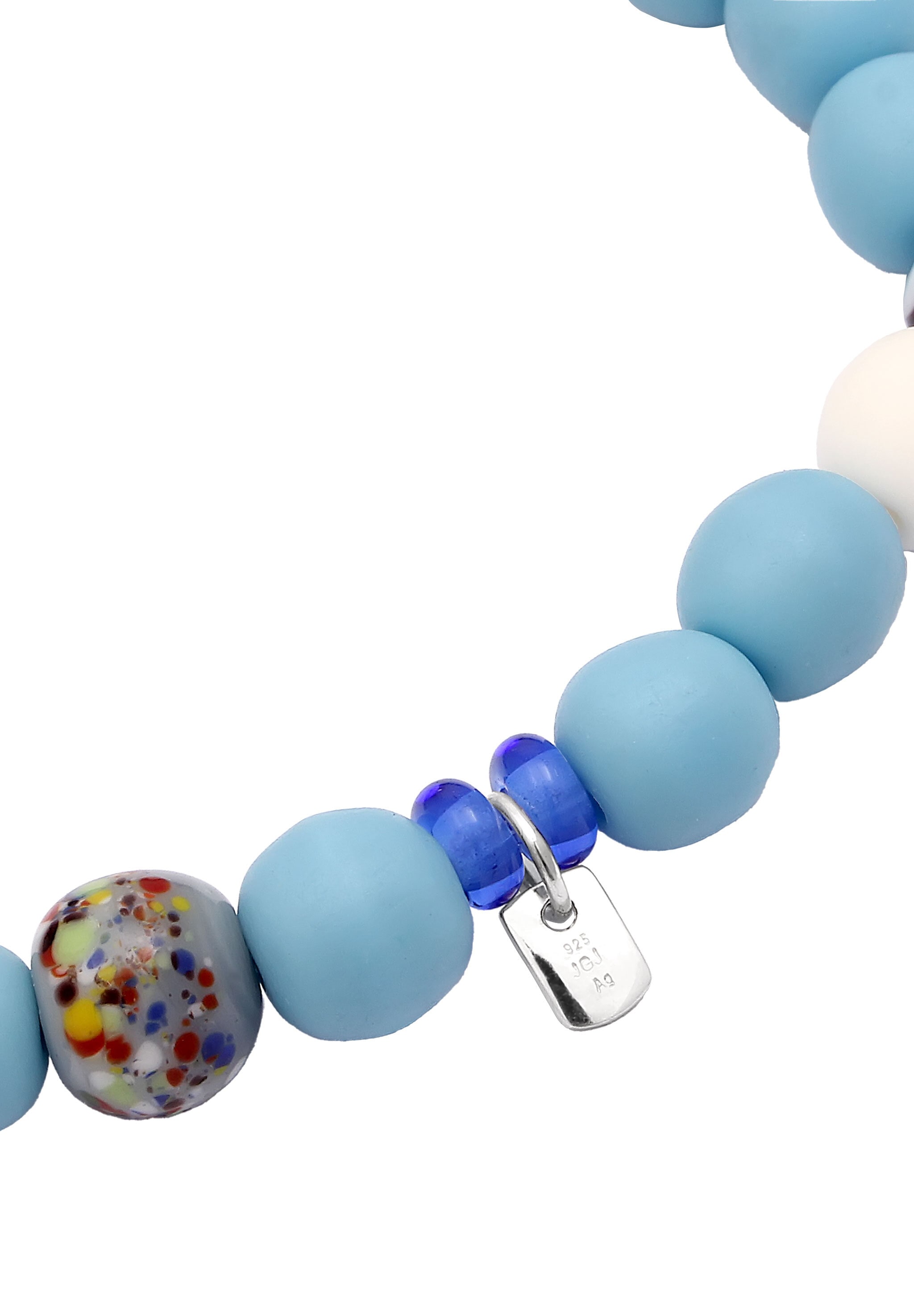 Kuzzoi Armkette »Armband Perlen Glas Hellblau Smiling Bead 925 Sterling Silber«