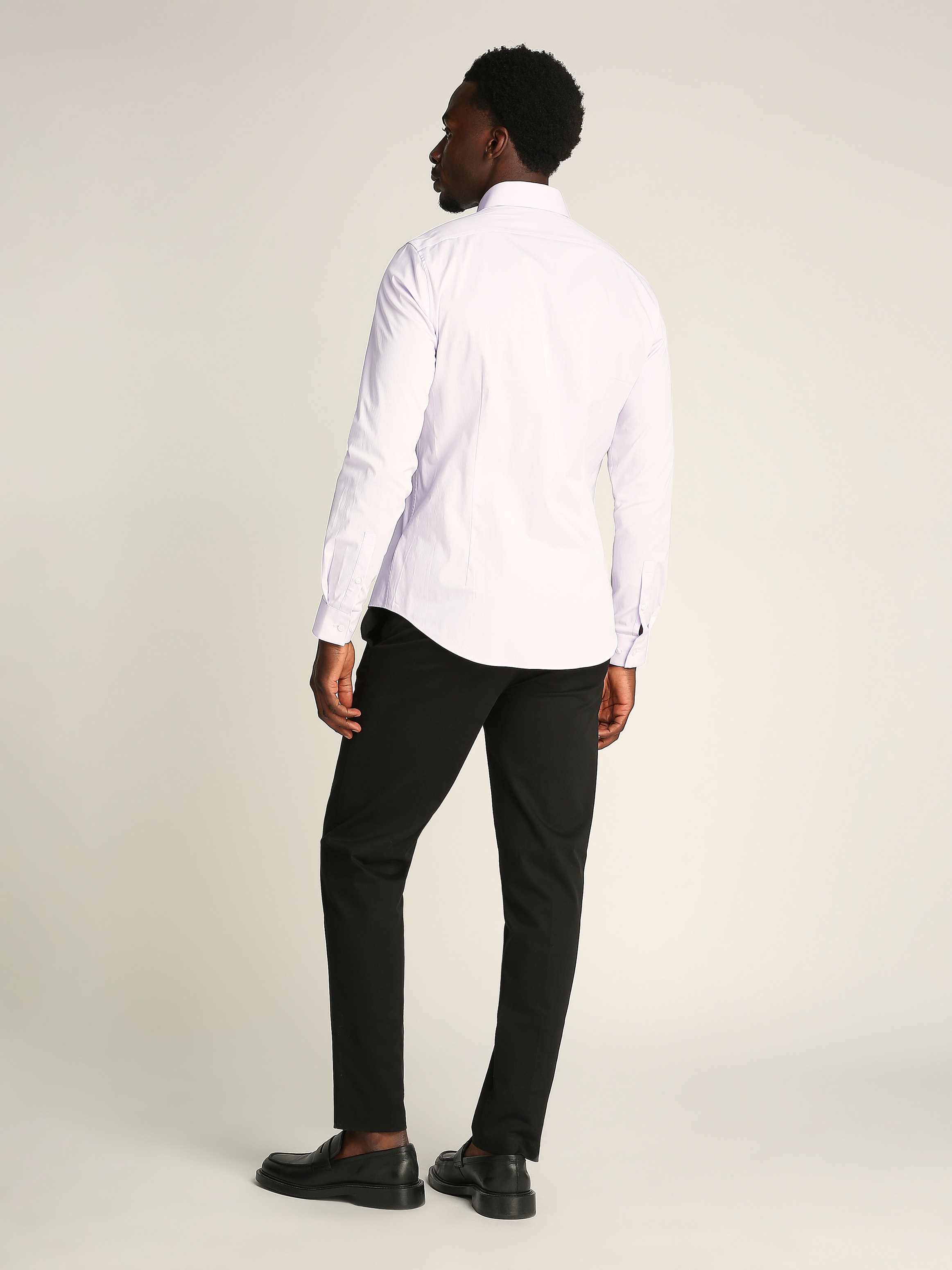 Calvin Klein Businesshemd »POPLIN STRETCH SLIM SHIRT«, mit Kentkragen, Logoprint auf Brusthöhe