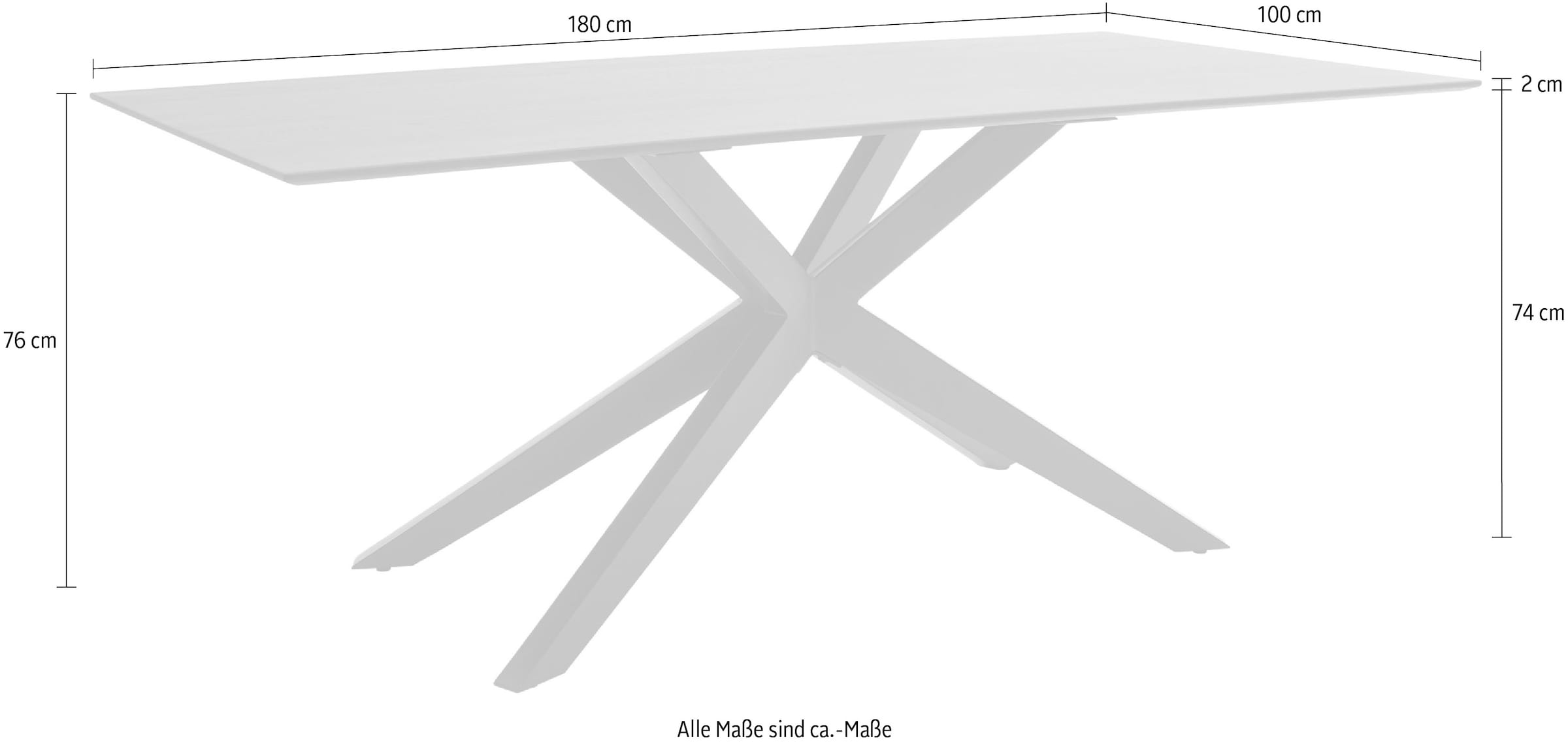 Musterring Esstisch mit fester Platte in Barock-Eiche massiv, 20mm, Eisengestell schwarz