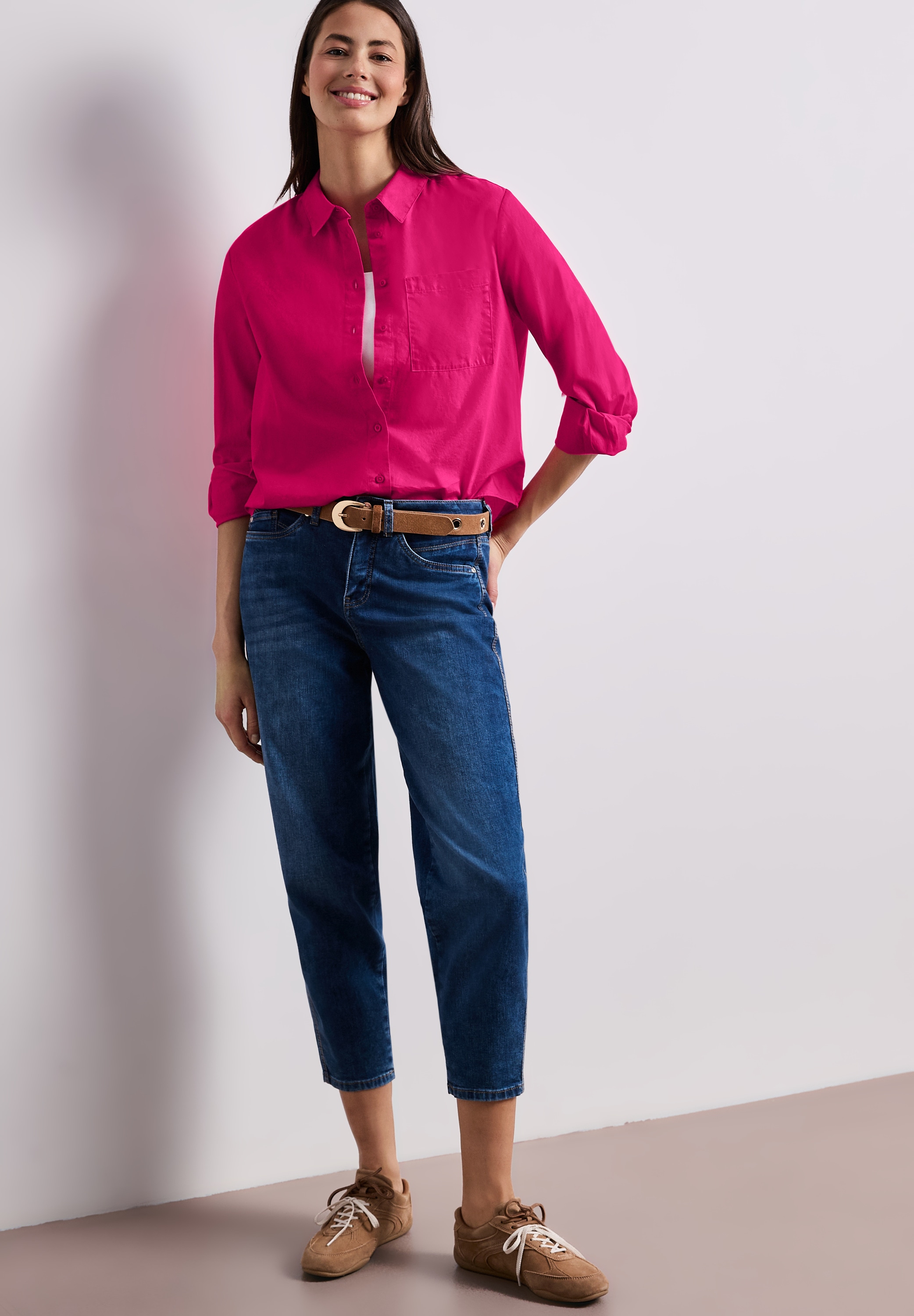 STREET ONE Langarmbluse mit Hemdkragen aus Twill