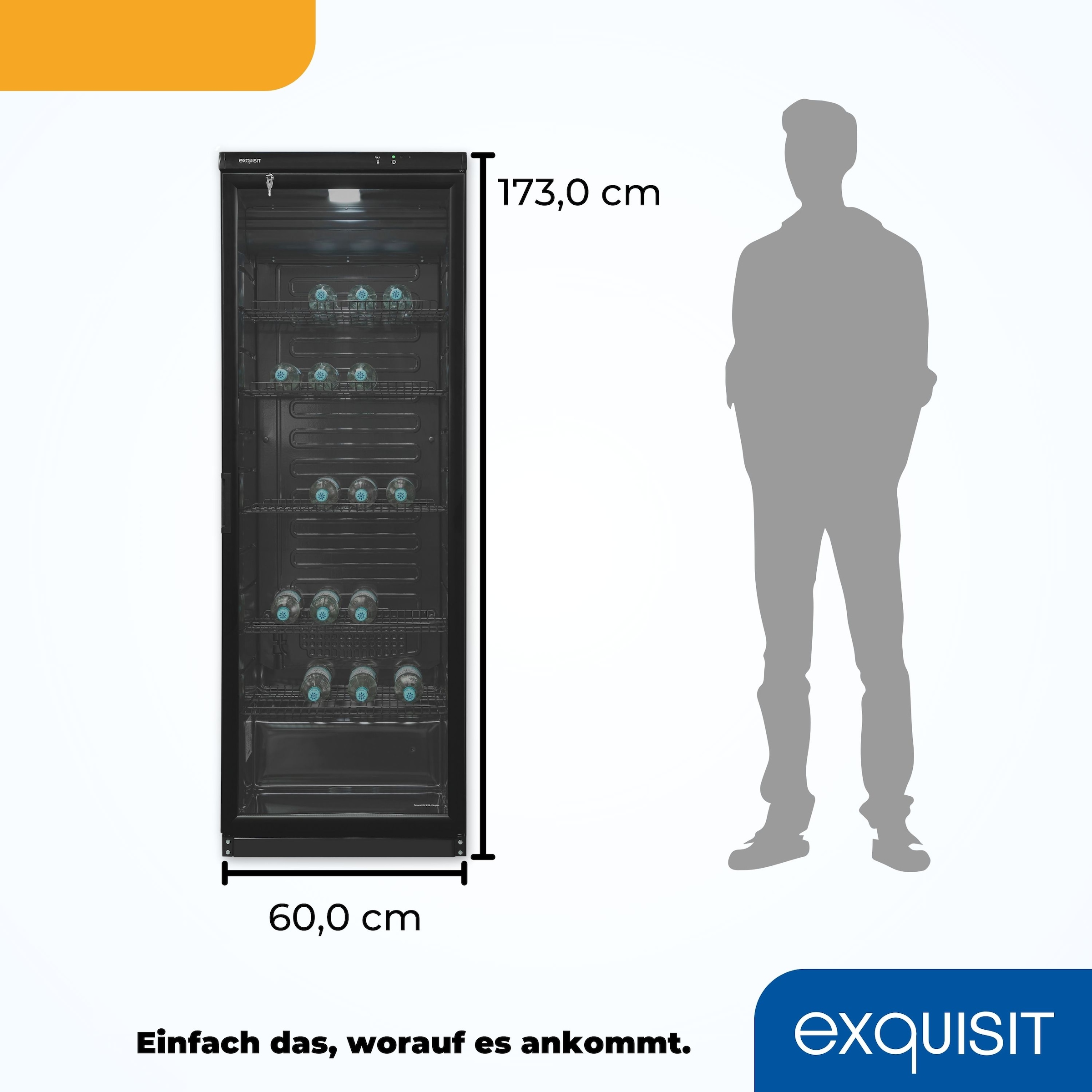 exquisit Getränkekühlschrank »GKS350-1-GT-280D schwarz«, 320 L Volumen, Getränkekühlschrank mit Glastür, LED