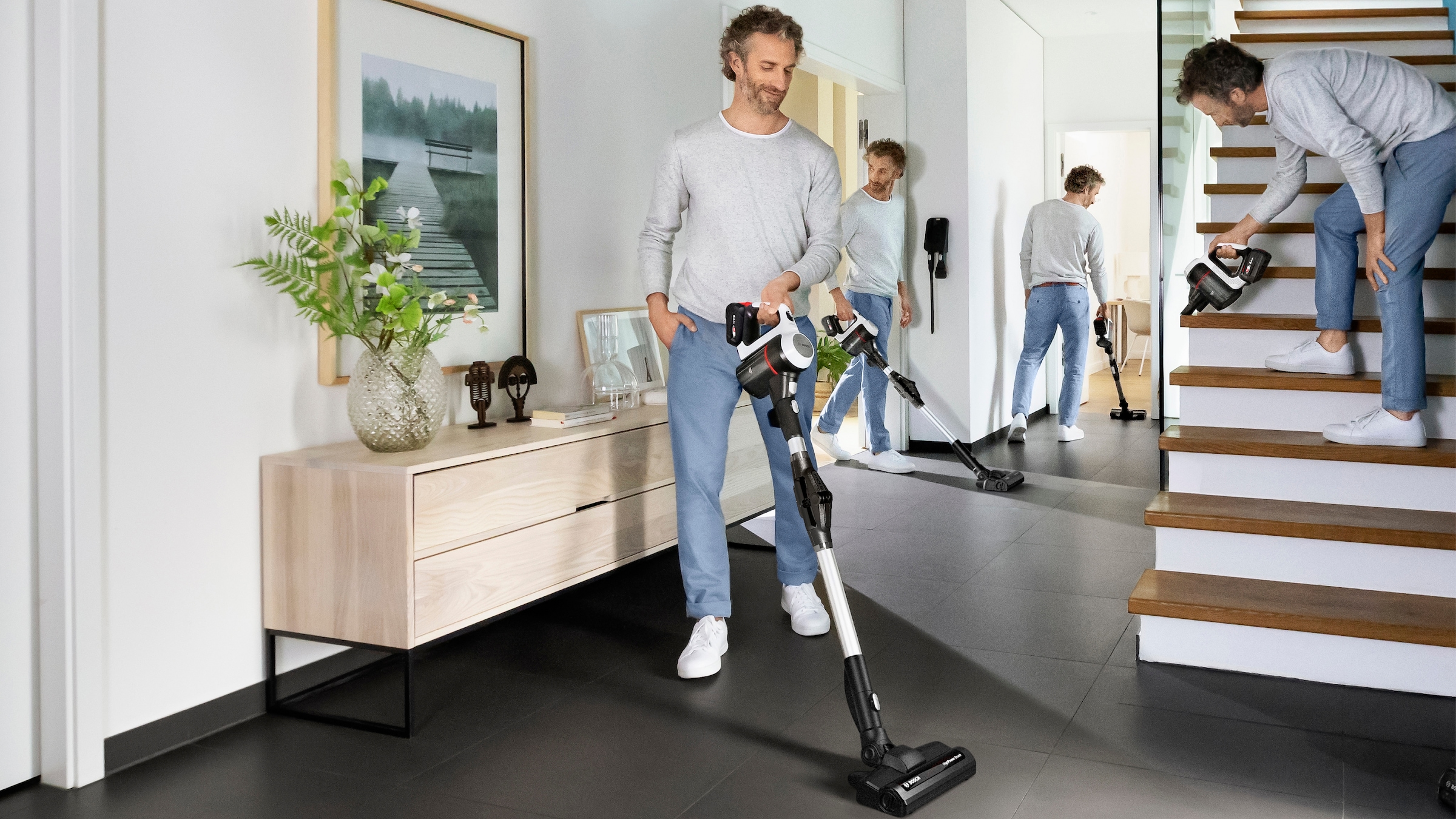BOSCH Akku-Bodenstaubsauger »Unlimited 7 BSS715CARP/BSS715FRSH, 5.0 Ah Akku, Knickrohr« 10 Jahre Motorgarantie, Schnellladegerät, Made in Germany