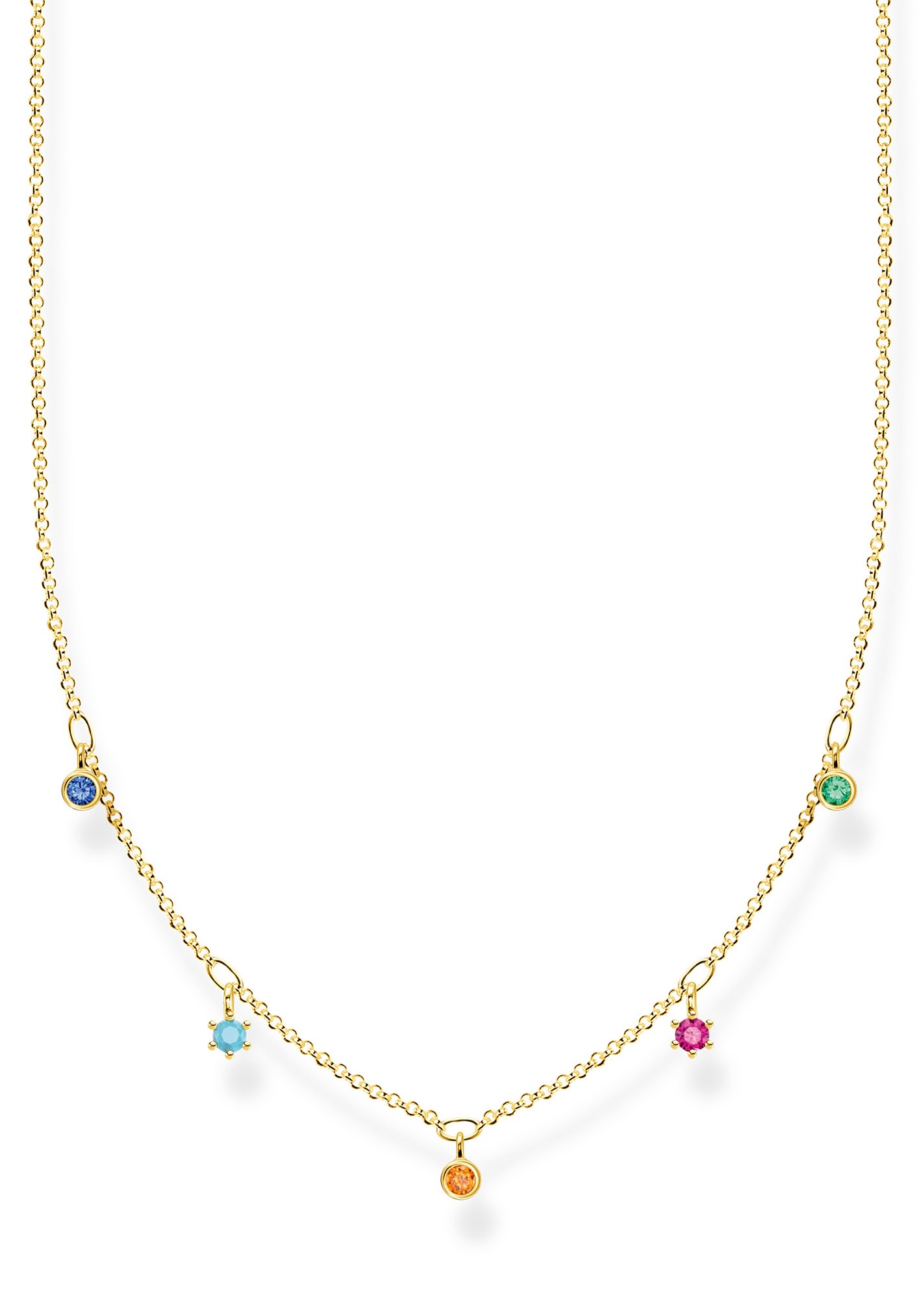 THOMAS SABO Silberkette »farbige Steine, KE2071-488-7-L45v«, mit Glassteinen, synth. Korund und Zirkonia