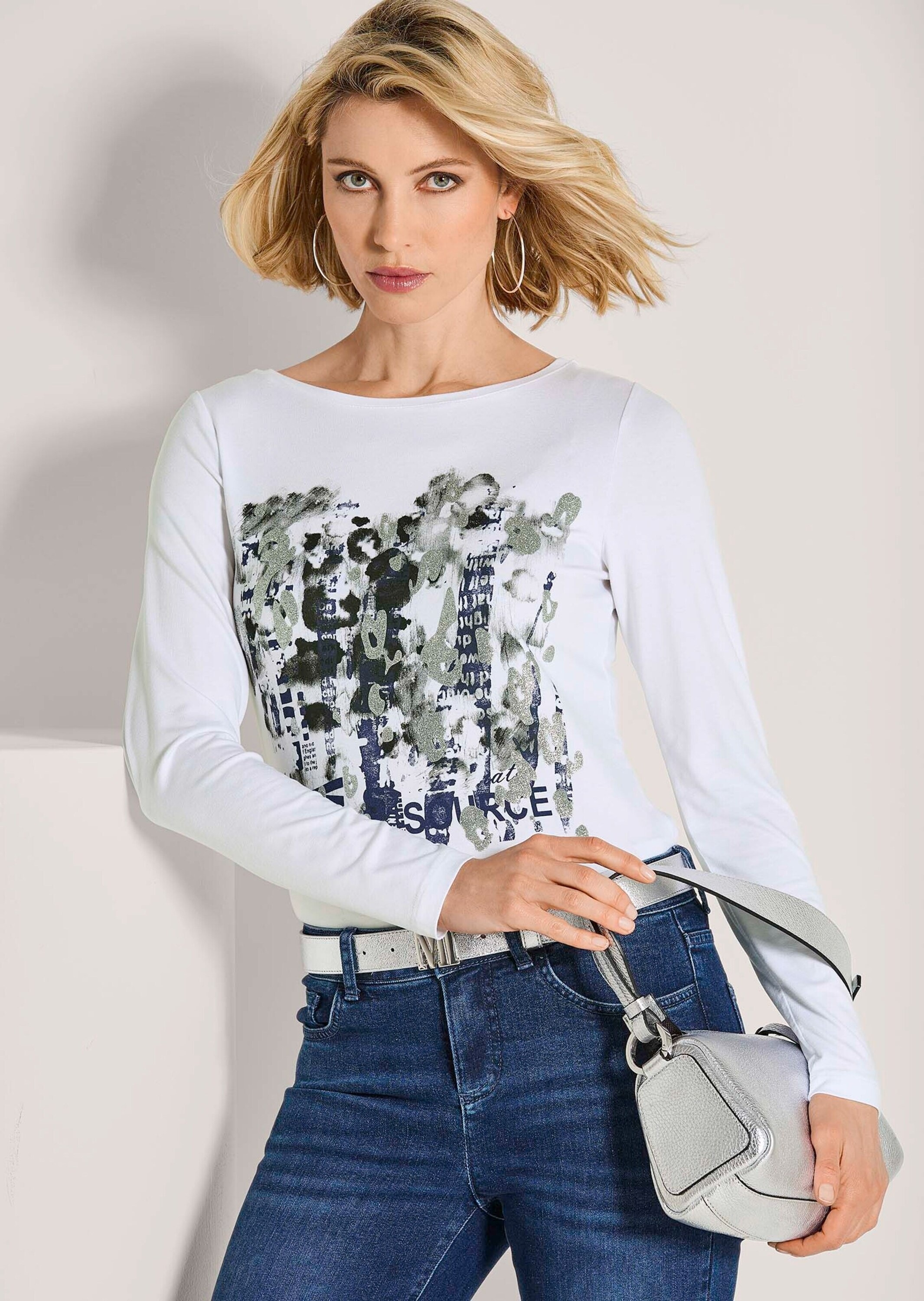 MADELEINE Langarmshirt »Blusenshirt Glamouröses Oberteil mit Straßakzenten«