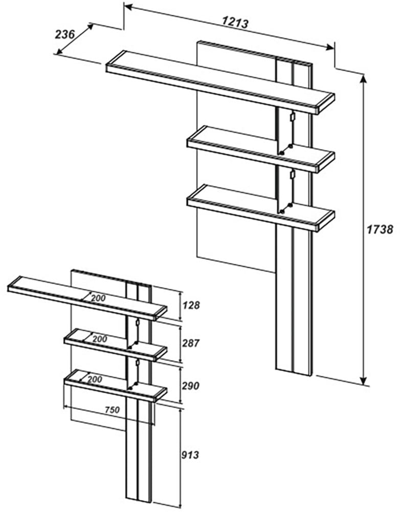 Innostyle Wandboard »Donna Wandpaneel, 122x174x24 ( BxHxT)« 1 Stk. tlg. Beleuchtung optional bestellbar, 3 Böden, Massivholzblende