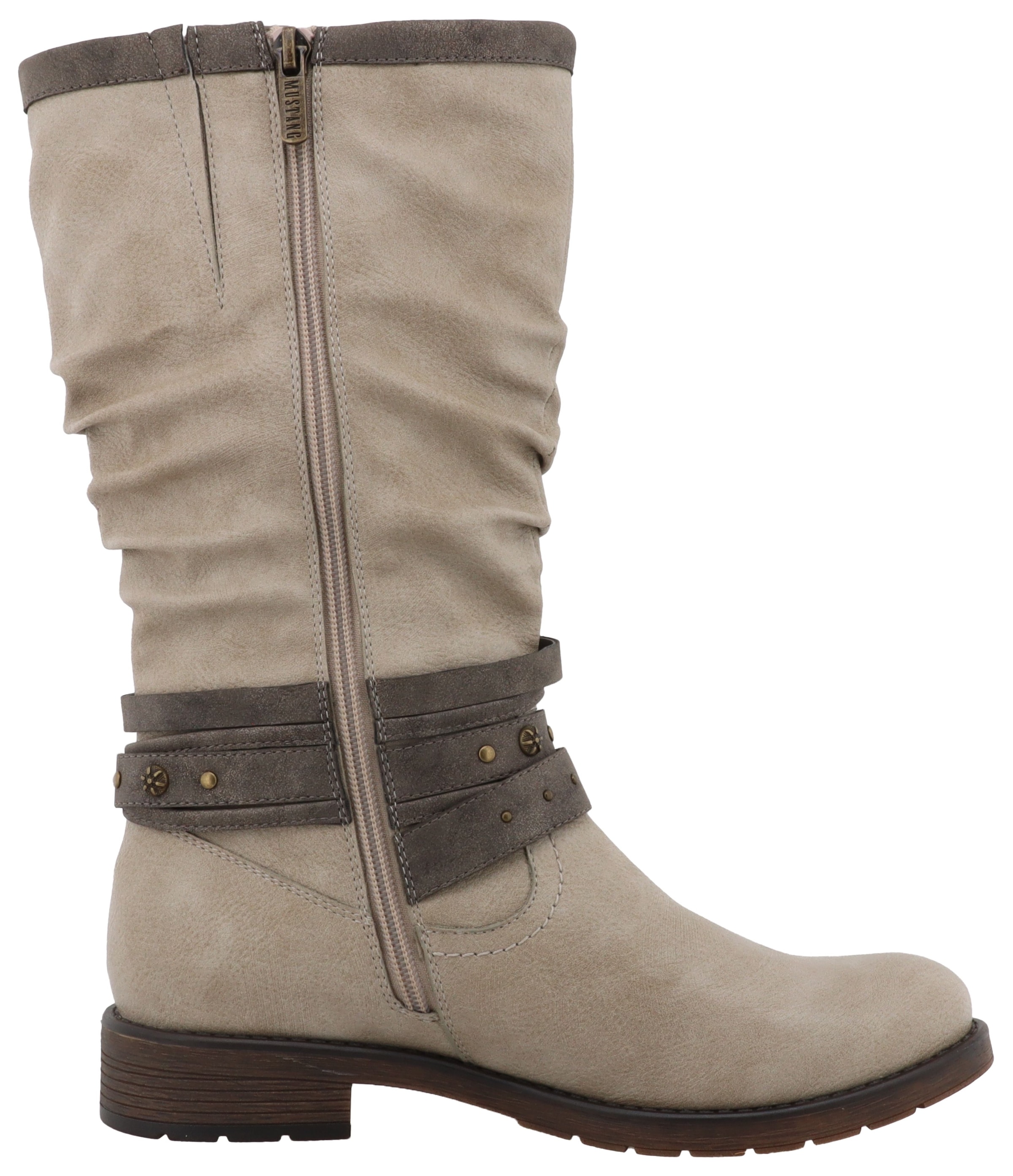 Mustang Shoes Winterstiefel »Elfi«  Stiefel mit Zierriemchen und Blockabsatz