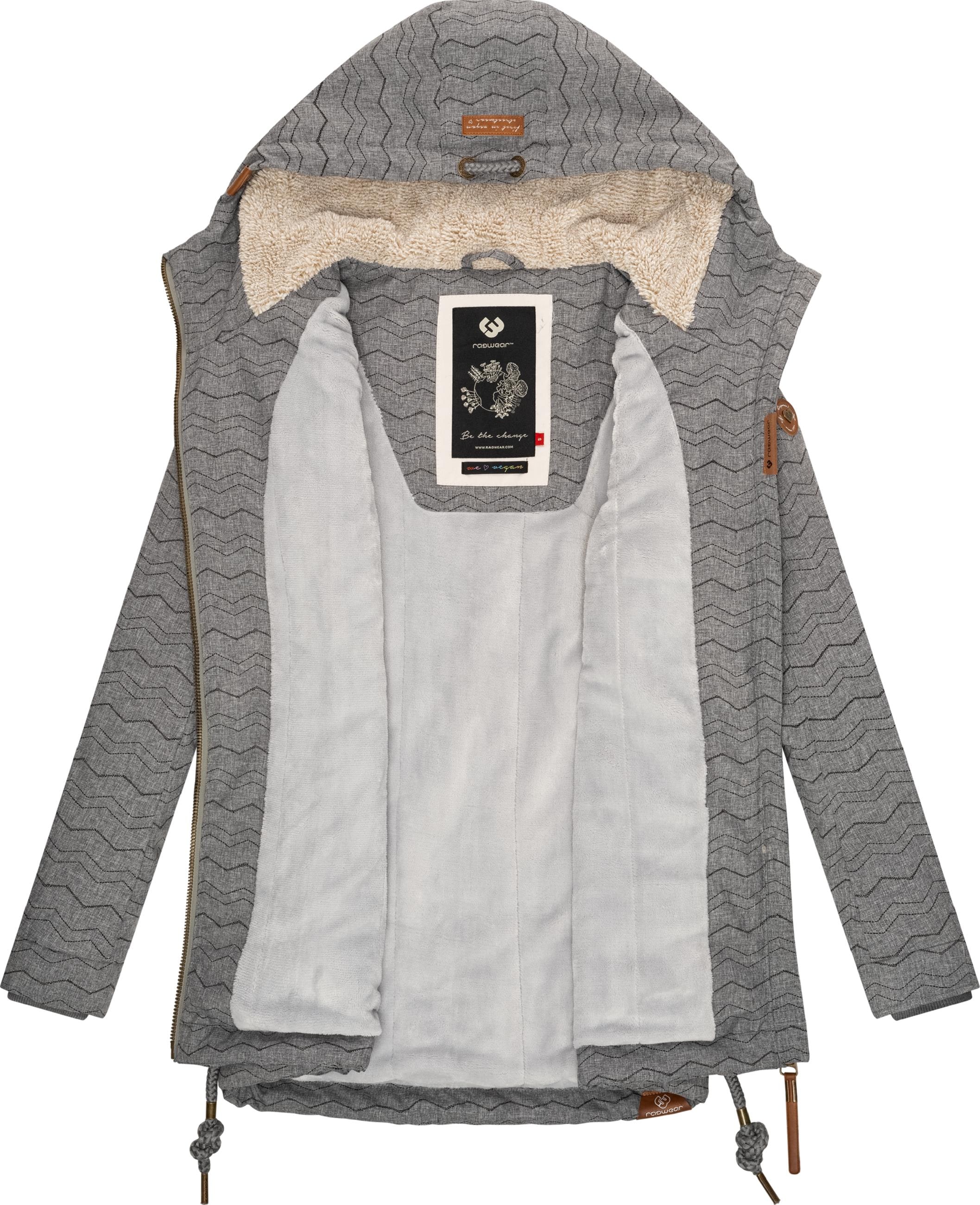 Ragwear Winterjacke »Winterjacke Zuzka Winter«, mit Kapuze, Wasserdichter Winterparka mit Teddyfleece Innenfutter