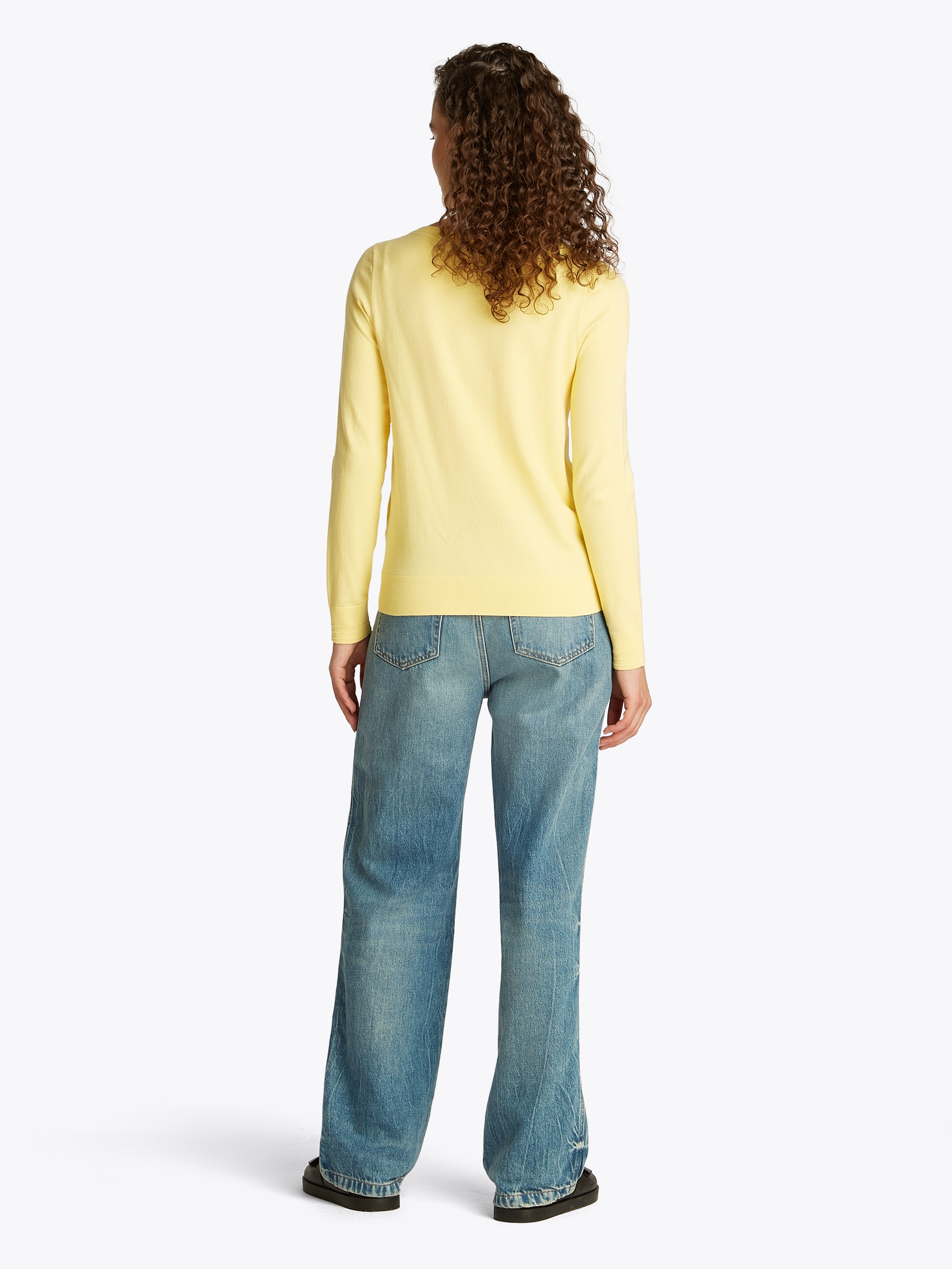 Tommy Hilfiger Strickpullover »CO JERSEY STITCH BOAT-NK SWEATER«, mit Tommy Hilfiger Logo-Flag am Ärmel