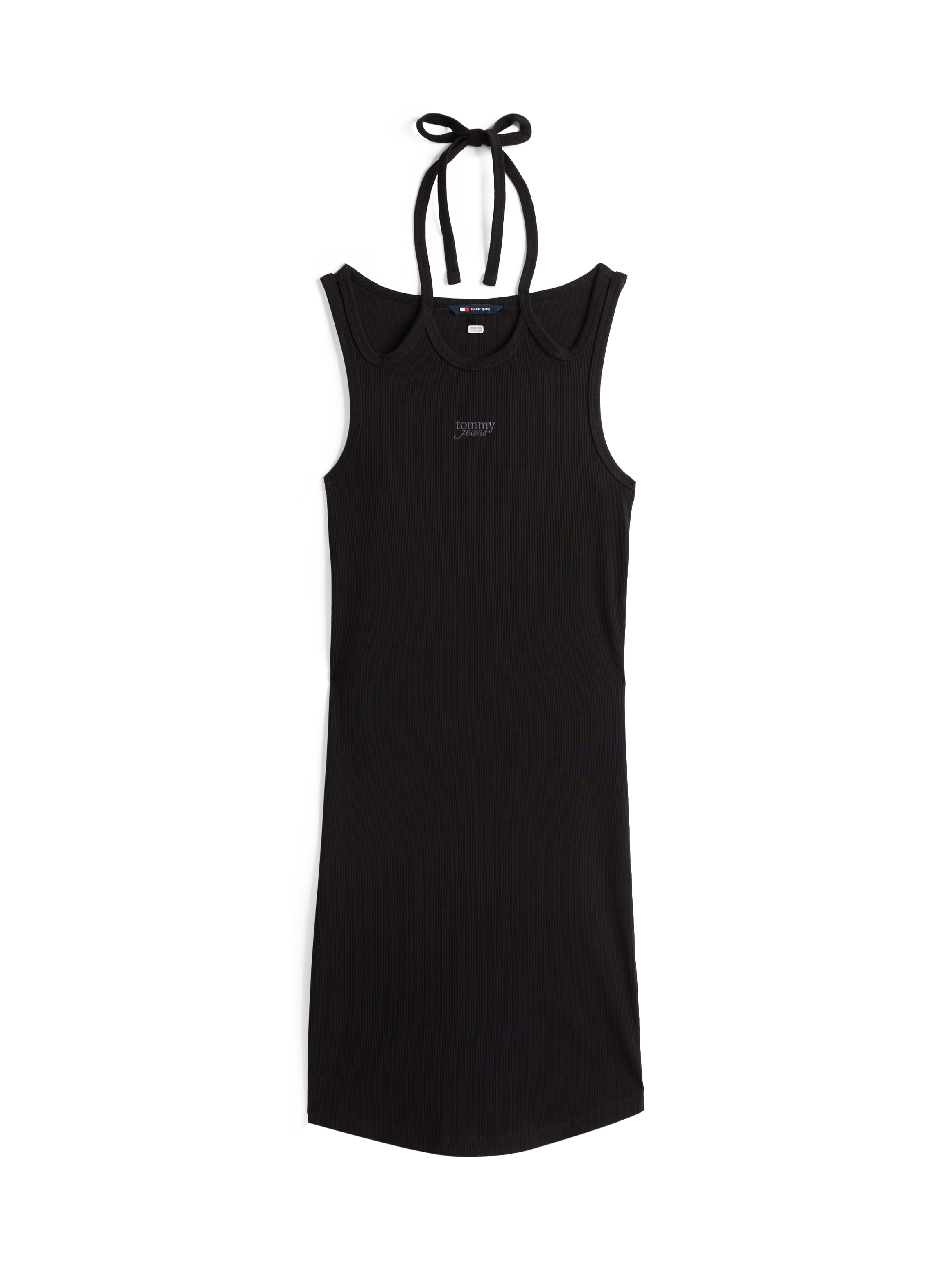 Tommy Jeans Minikleid »TJW TIE DETAIL GMD SCRIPT DRESS«, mit Bindeband, Logostickerei
