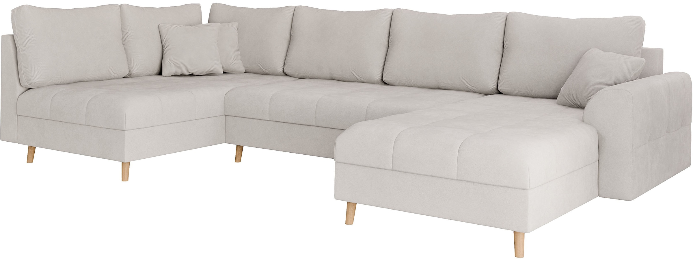 Home affaire Wohnlandschaft »CHARRE U-Form mit Ottomane, Maße B/T/H: 310/161/81 cm«, feine Steppung, lose Rücken- und Zierkissen, auch in Cord und Bouclé