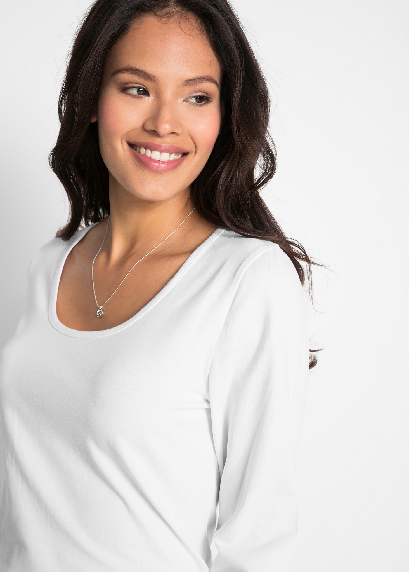 bonprix Langarmshirt eng anliegende Passform, mit Rundhalsausschnitt, mit Doppelnähten