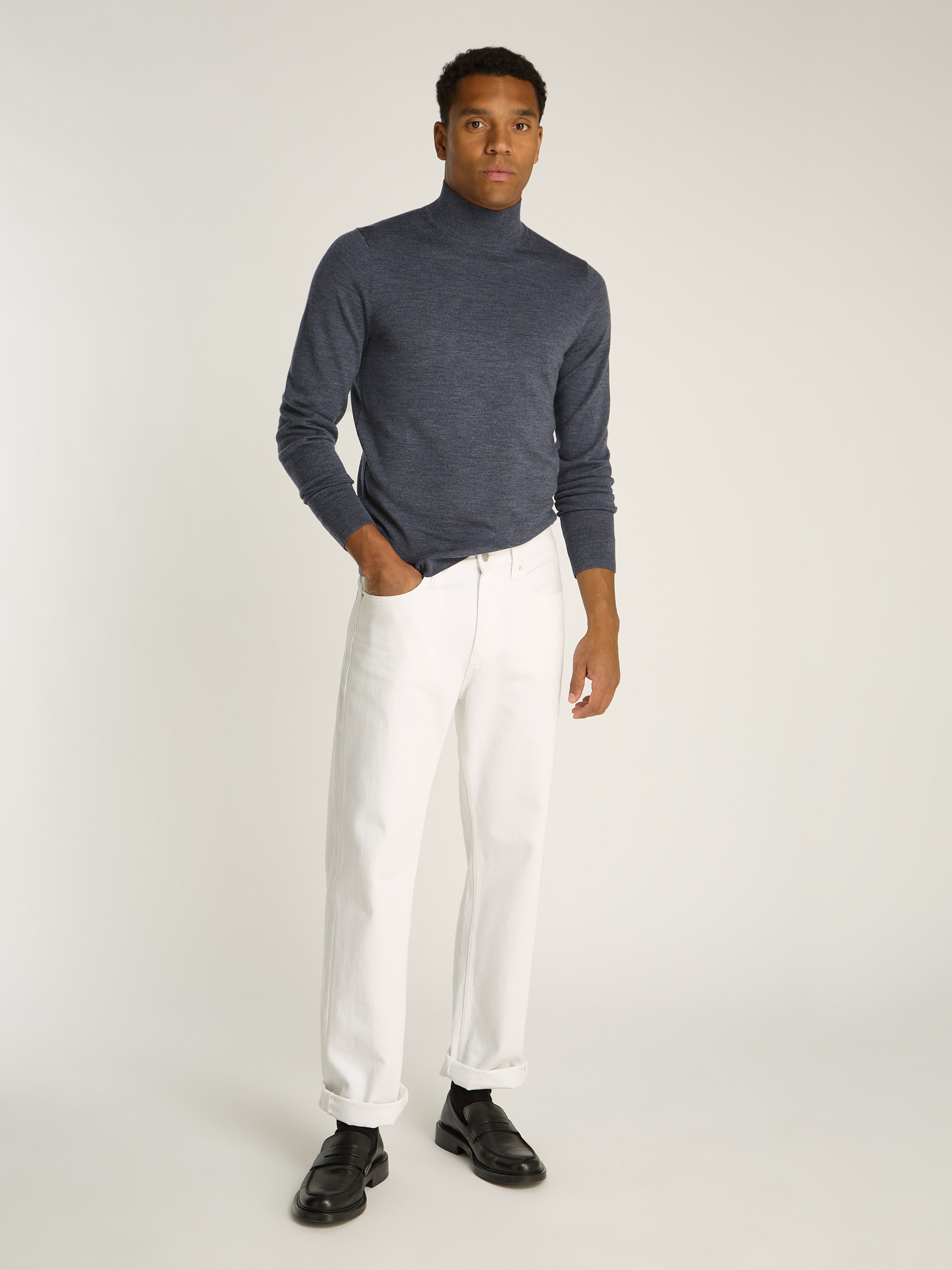 Calvin Klein Rollkragenpullover »MERINO MOCK NECK SWEATER«, mit Markenlabel