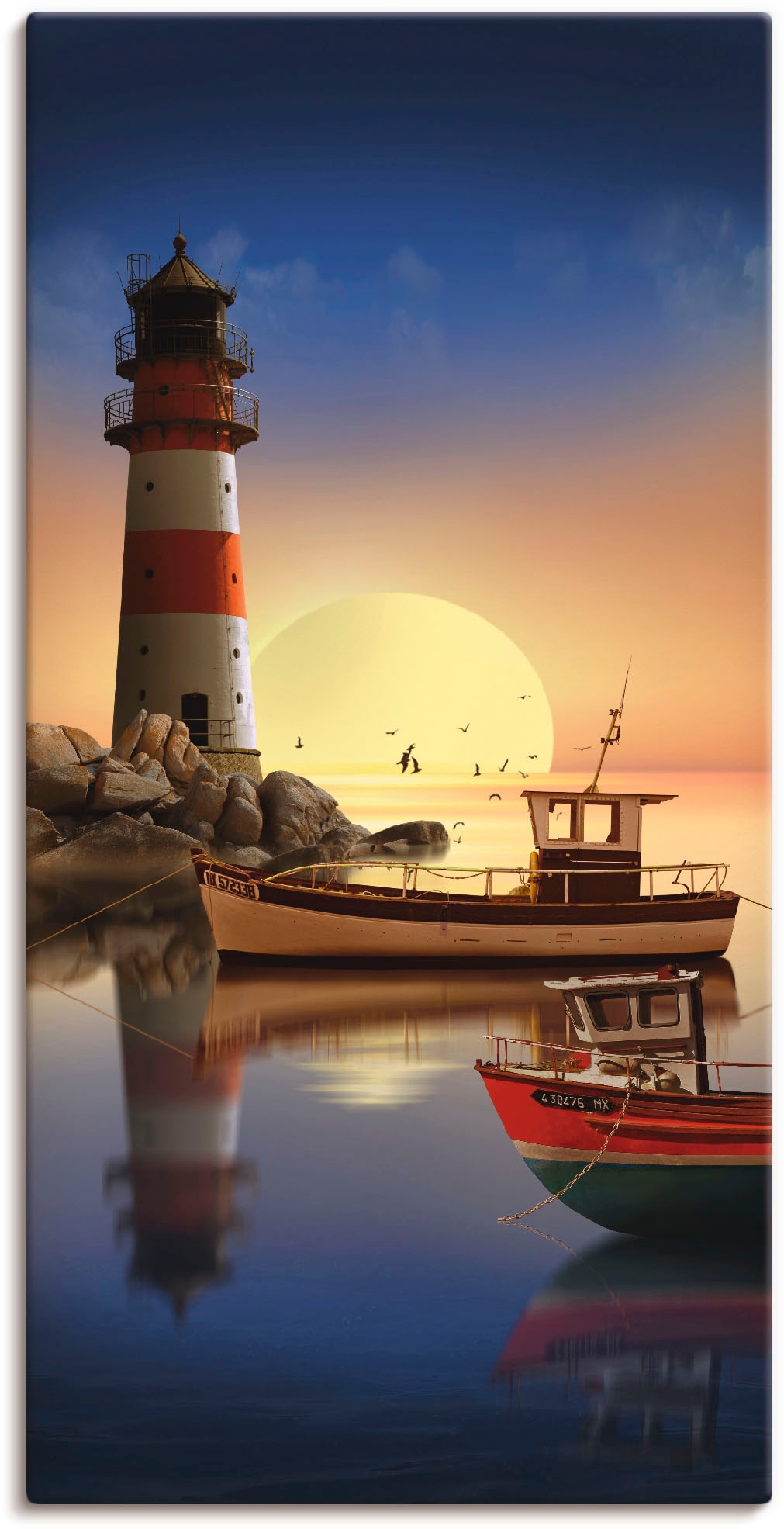 Artland Wandbild »Morgenstimmung am Leuchtturm«, Gebäude, (1 St.), in vielen Größen & Produktarten - Alubild / Outdoorbild für den Außenbereich, Leinwandbild, Poster, Wandaufkleber / Wandtattoo auch für Badezimmer geeignet