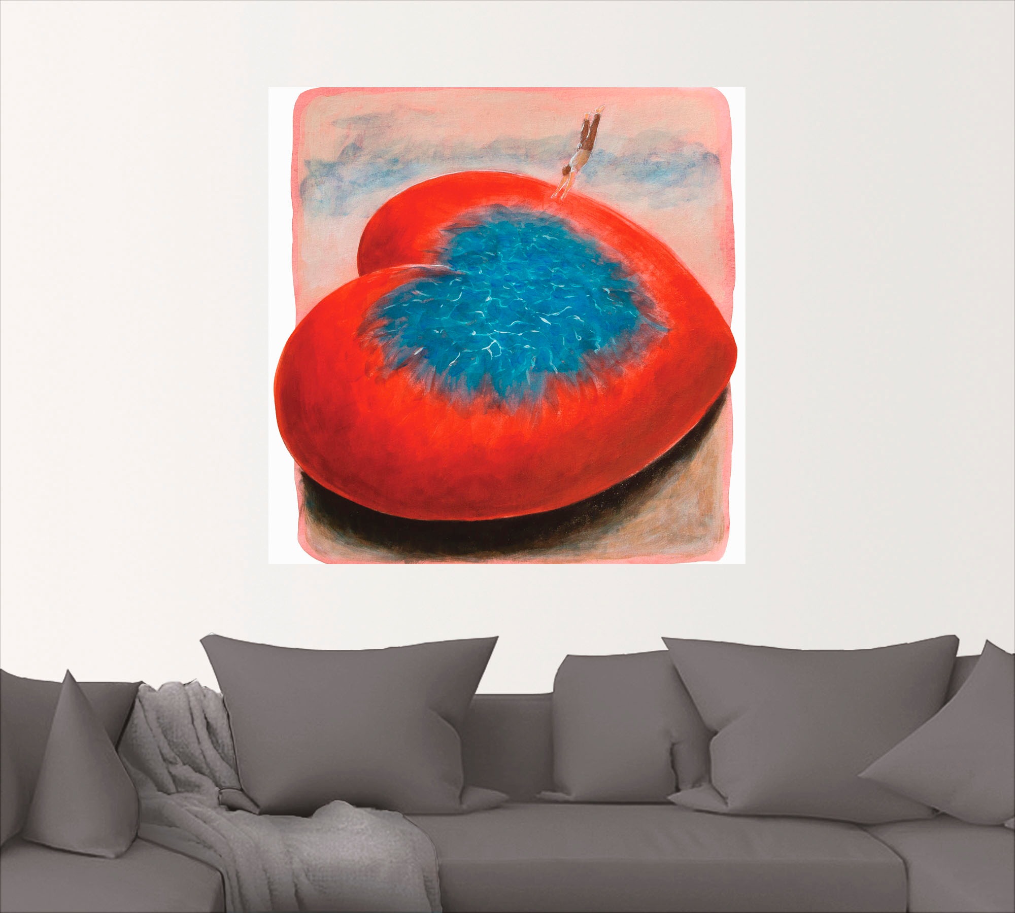 Artland Wandbild »Sprung ins kalte Wasser«, Herzen, (1 St.), als Leinwandbild, Wandaufkleber oder Poster in versch. Größen