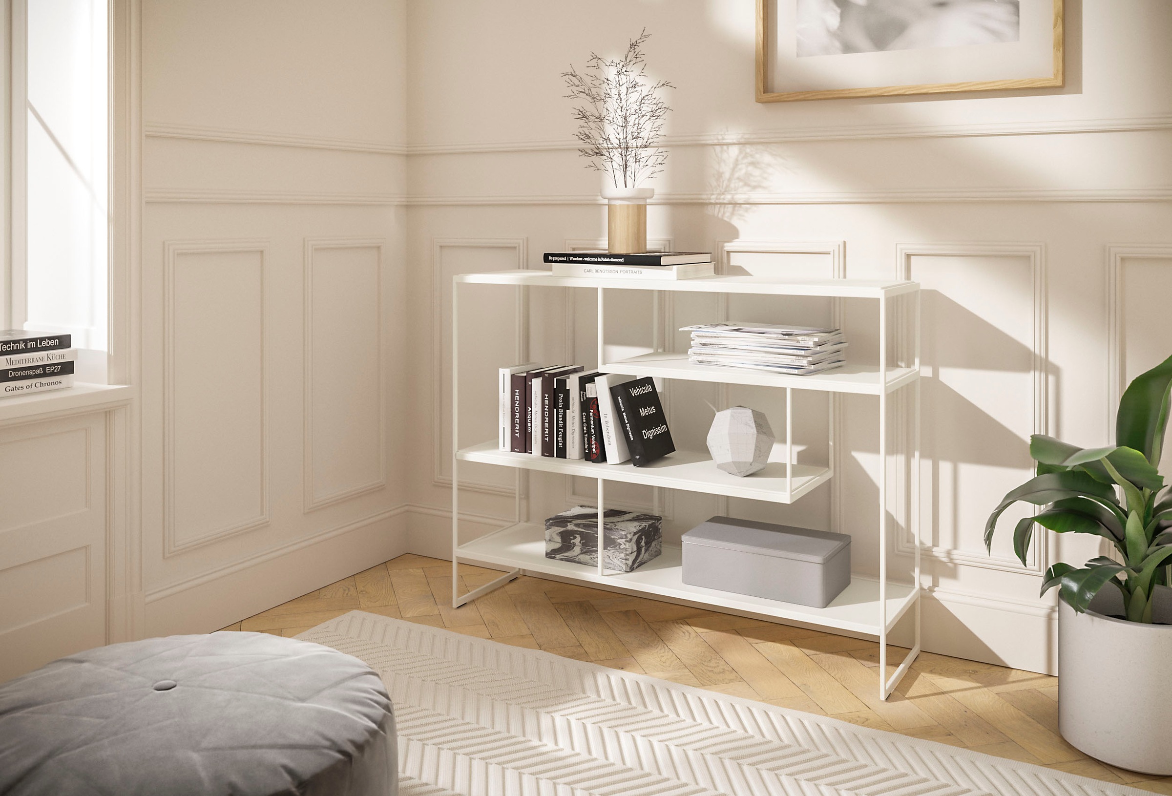 GALLERY M Regal »Toscana«, T 1510 mit drei Einlegeböden, Gestell aus Metall in reinweiss