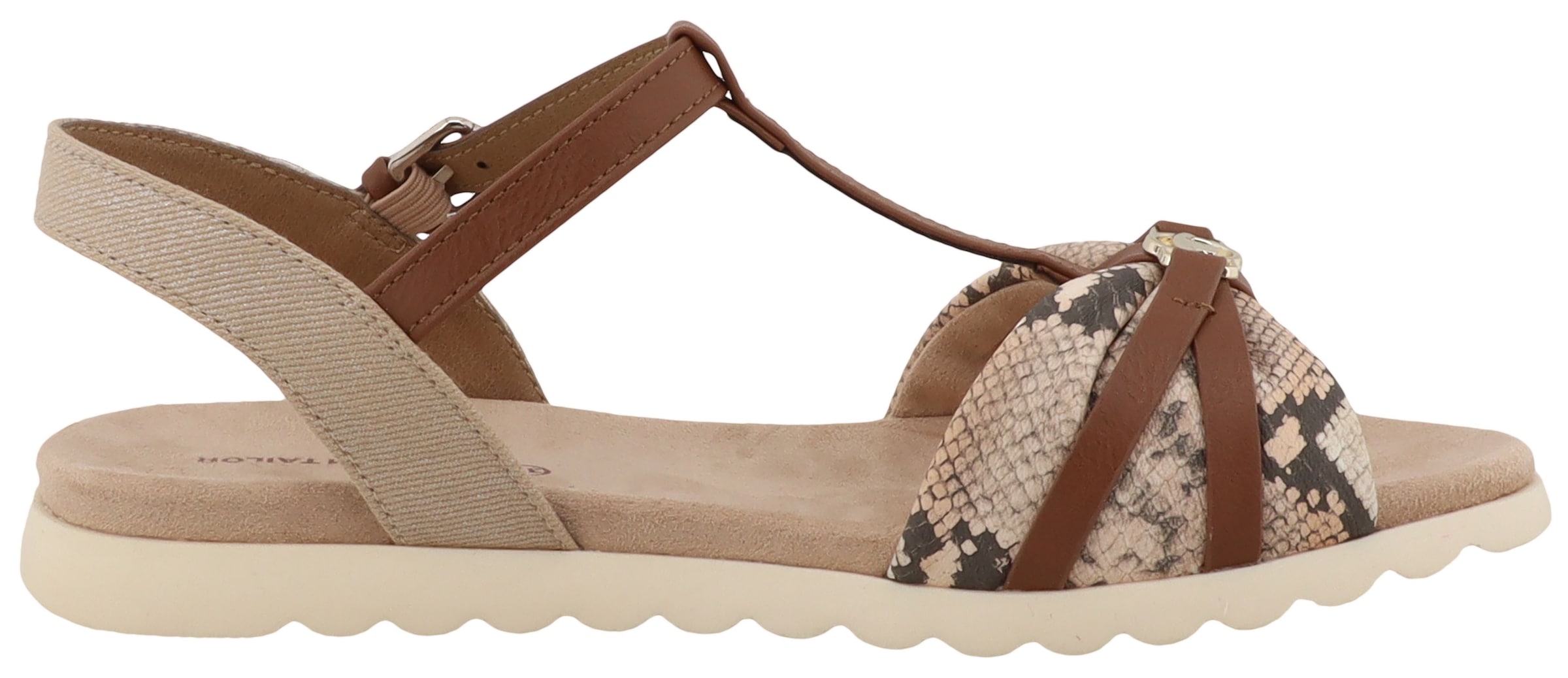 TOM TAILOR Riemchensandale »Mandy«  Platau, Sandalette, Sommerschuh mit Kontrastbesatz in Snake-Optik